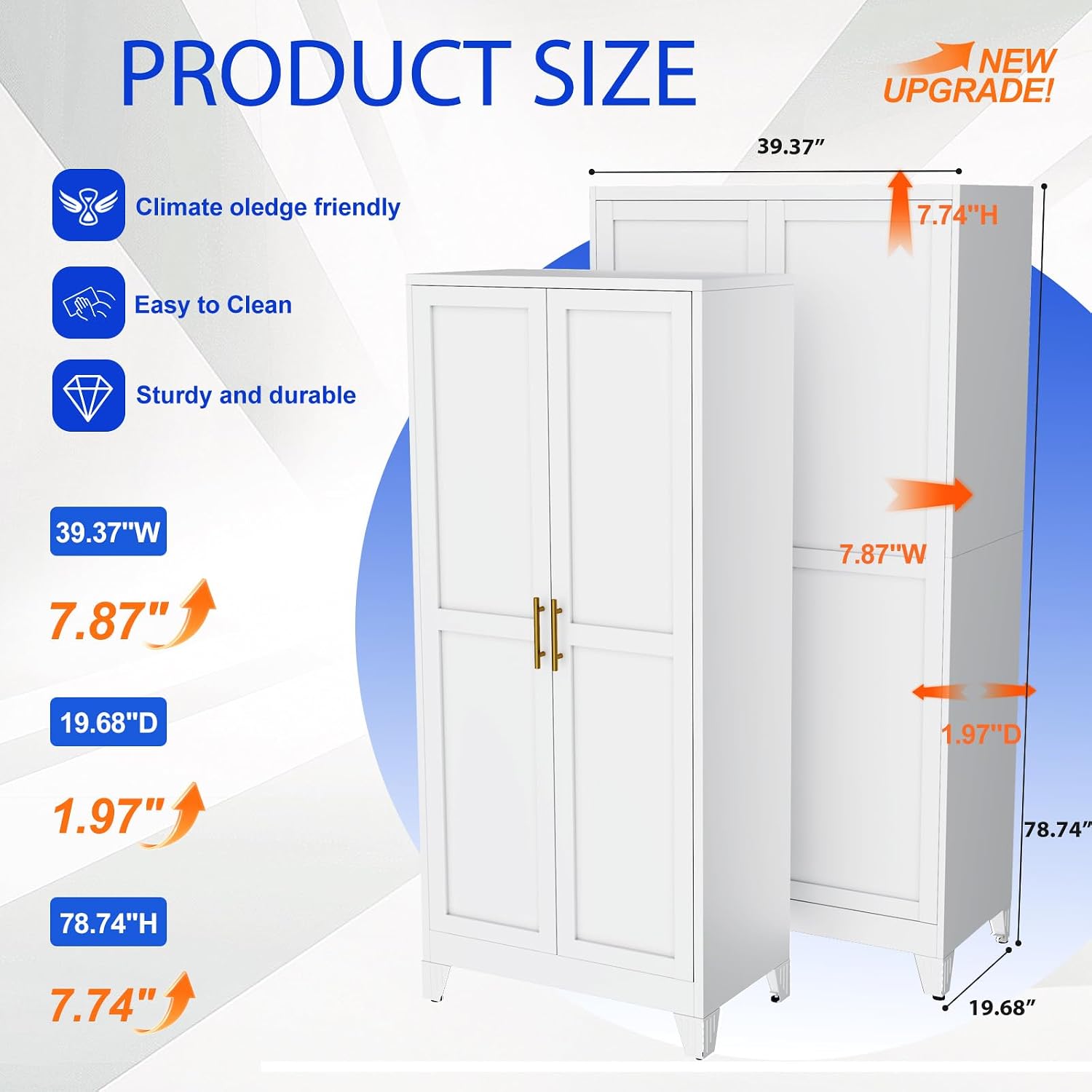 Detalle 2 de GAIOUS GAI-Arm-003 Metal Wardrobe Cabinet, 79-Inch, Adjustable Shelves