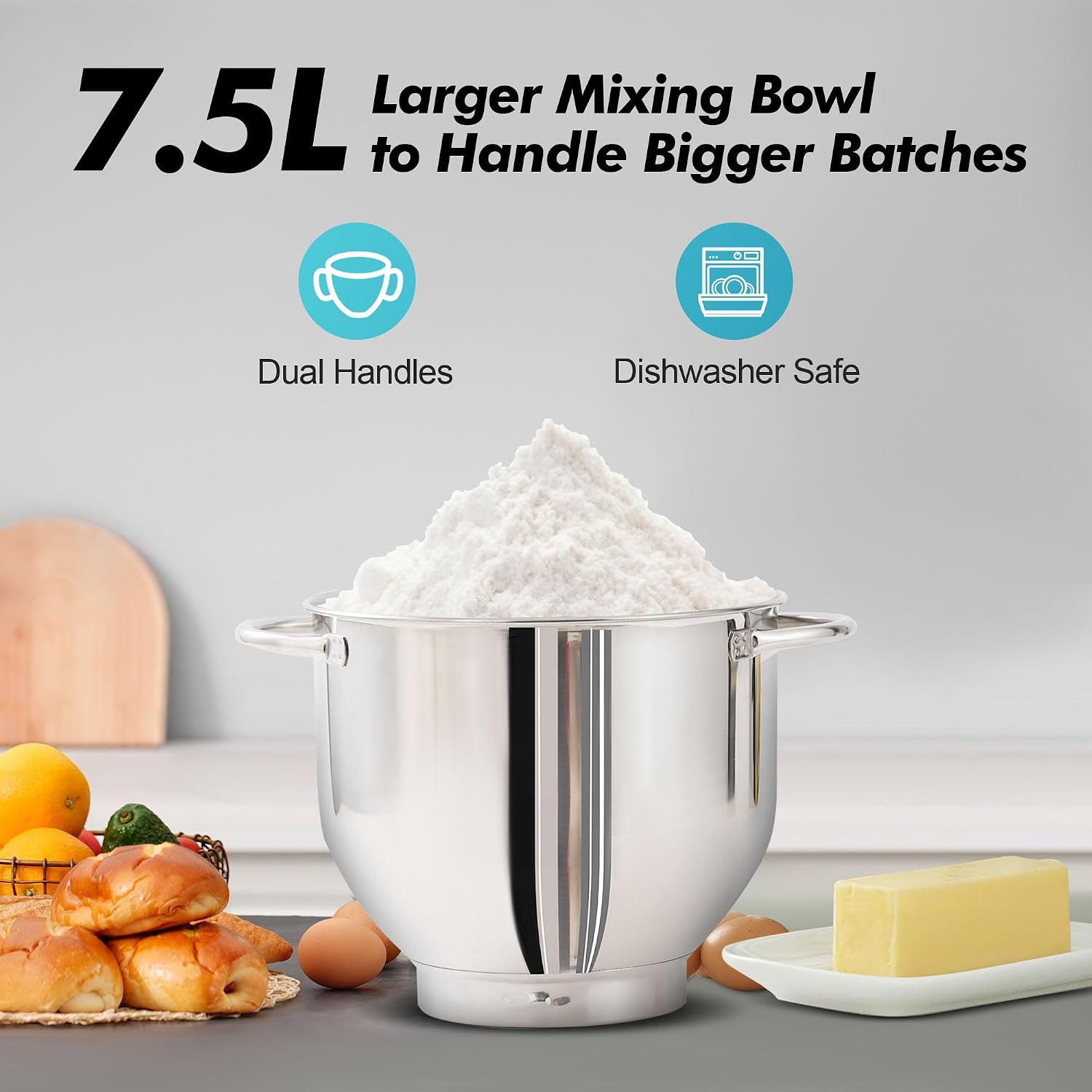Detalle 2 de Aucma Stand Mixer 7.5L, 1400W kitchen mixer 🥣