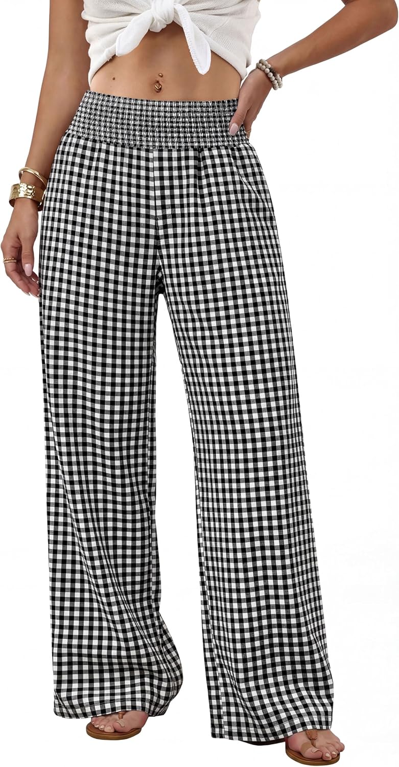 Detalle 2 de SAMPEEL Wide-Leg Palazzo Pants for Women, High Waist with Pockets