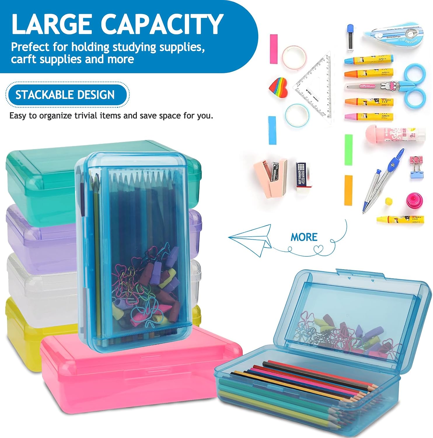 Thumbnail 5 de Clear Crayon Box Double Layer Pencil Case 1️⃣ ✏