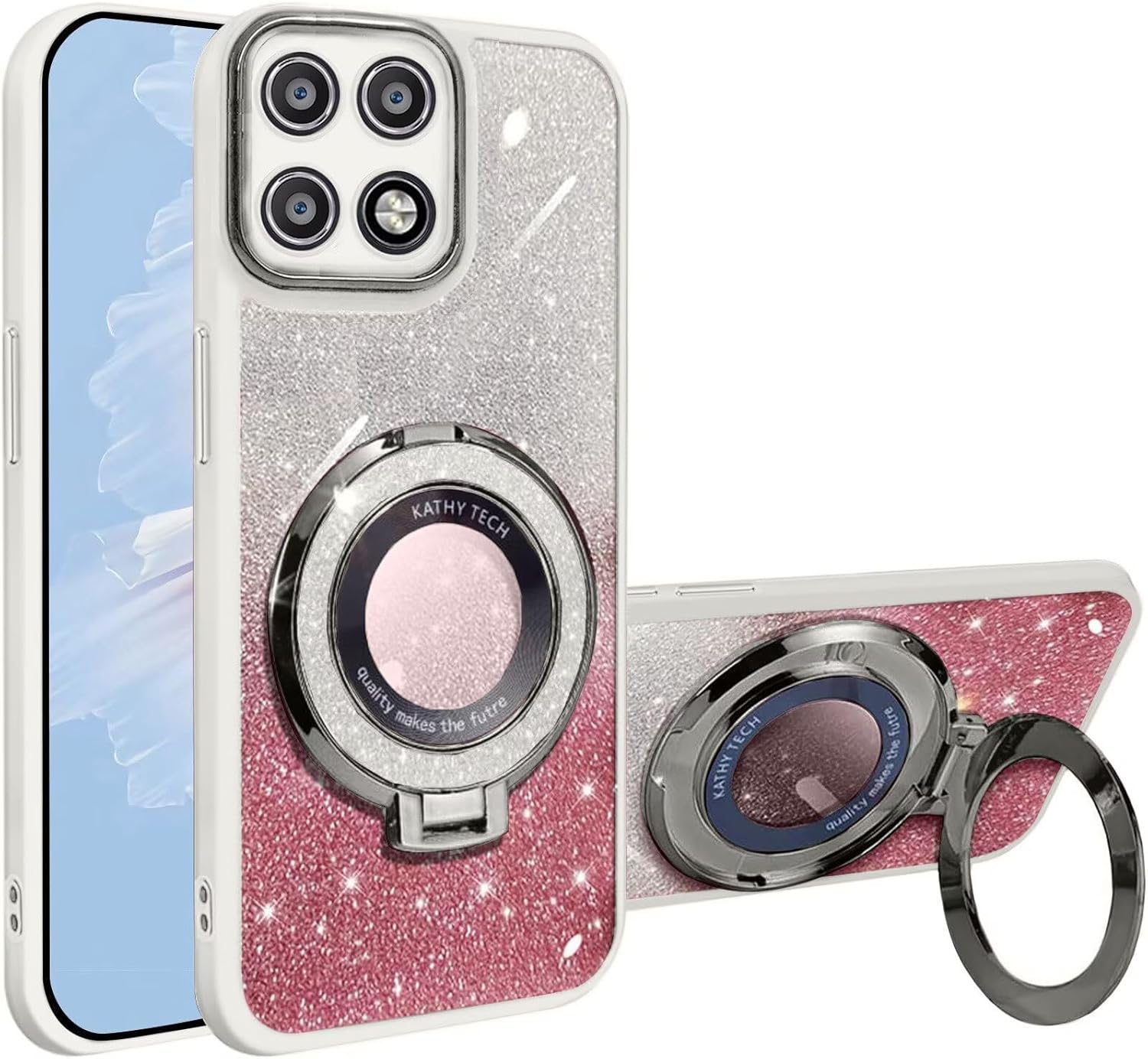 Detalle de HAONANDE Magnetisch Glitzer Hülle für Honor X6B – Klar mit Glitzer, Kameraschutz und Ringständer