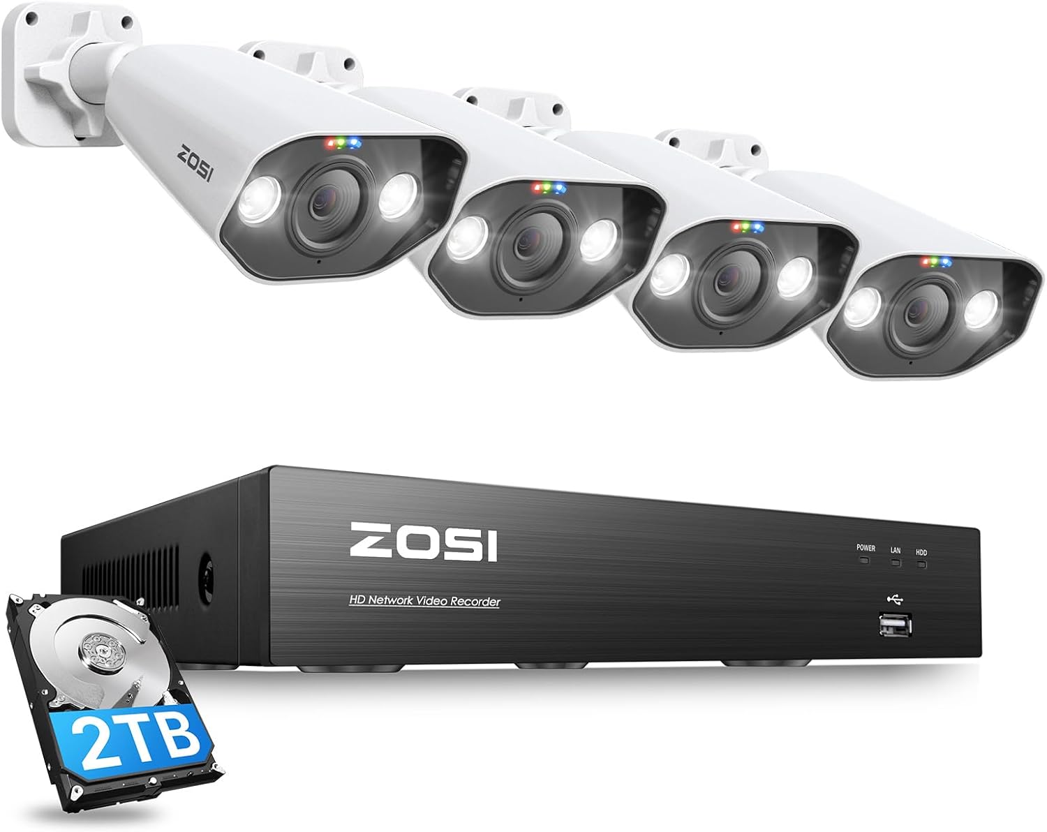 ZOSI 8CH 4K 2To PoE NVR 8MP Caméra