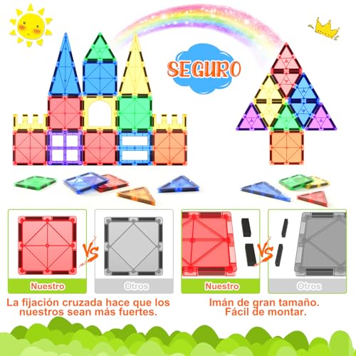 Detalle 2 de Bloques Magnéticos de Construcción Coodoo: juego educativo Montessori para niños de 3 a 4 años