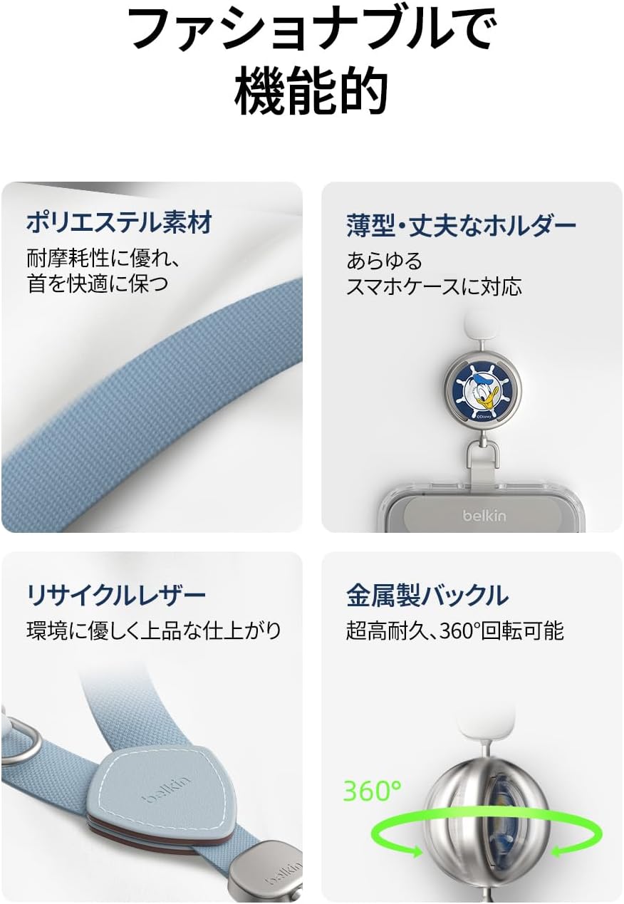 Thumbnail 6 de Belkin MSZ001qcNB-DY ドナルドダックのスマホショルダーストラップ、リバーシブルプレート付き