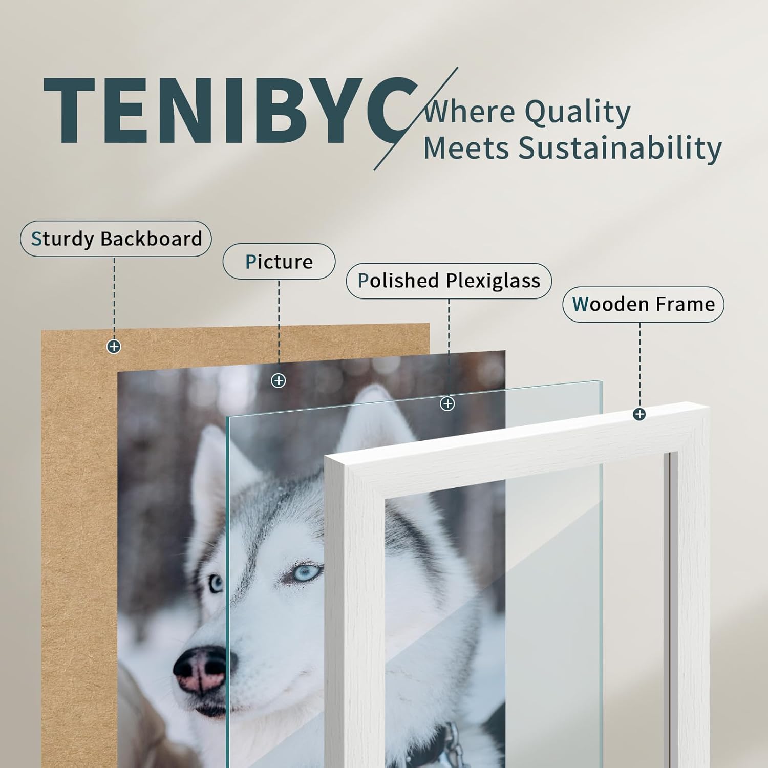 Thumbnail 4 de TENIBYC 24x36 Poster Frame 3-Pack (White Woodgrain) — Solid Wood Picture Frames with Plexiglass