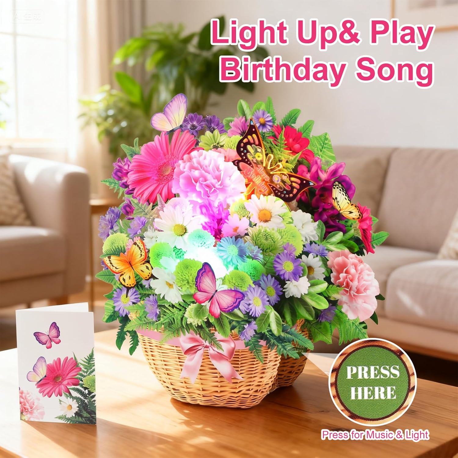 Thumbnail 1 de Birthday Cards: 3D Pop-Up Daisy Bouquet with Music and Lights