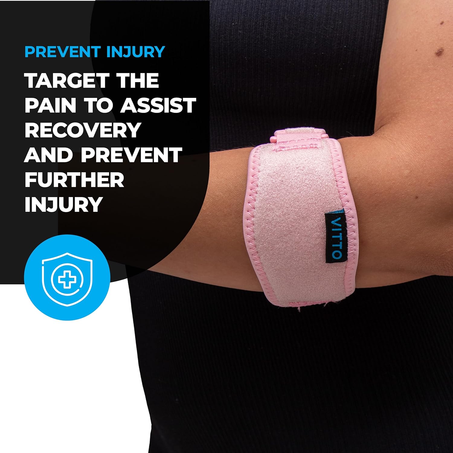 Thumbnail 4 de VITTO Elbow Support – Adjustable Tennis Elbow Strap for Pain Relief (Light Pink, One Size)