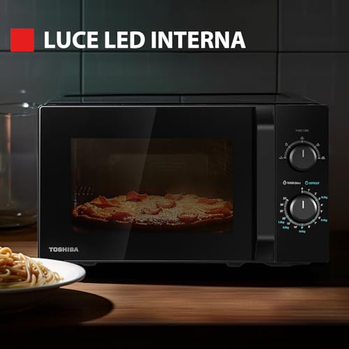 Detalle de Toshiba MW2-MM20P(BK) – Forno a microonde 20 L, 800 W, LED interno, design nero