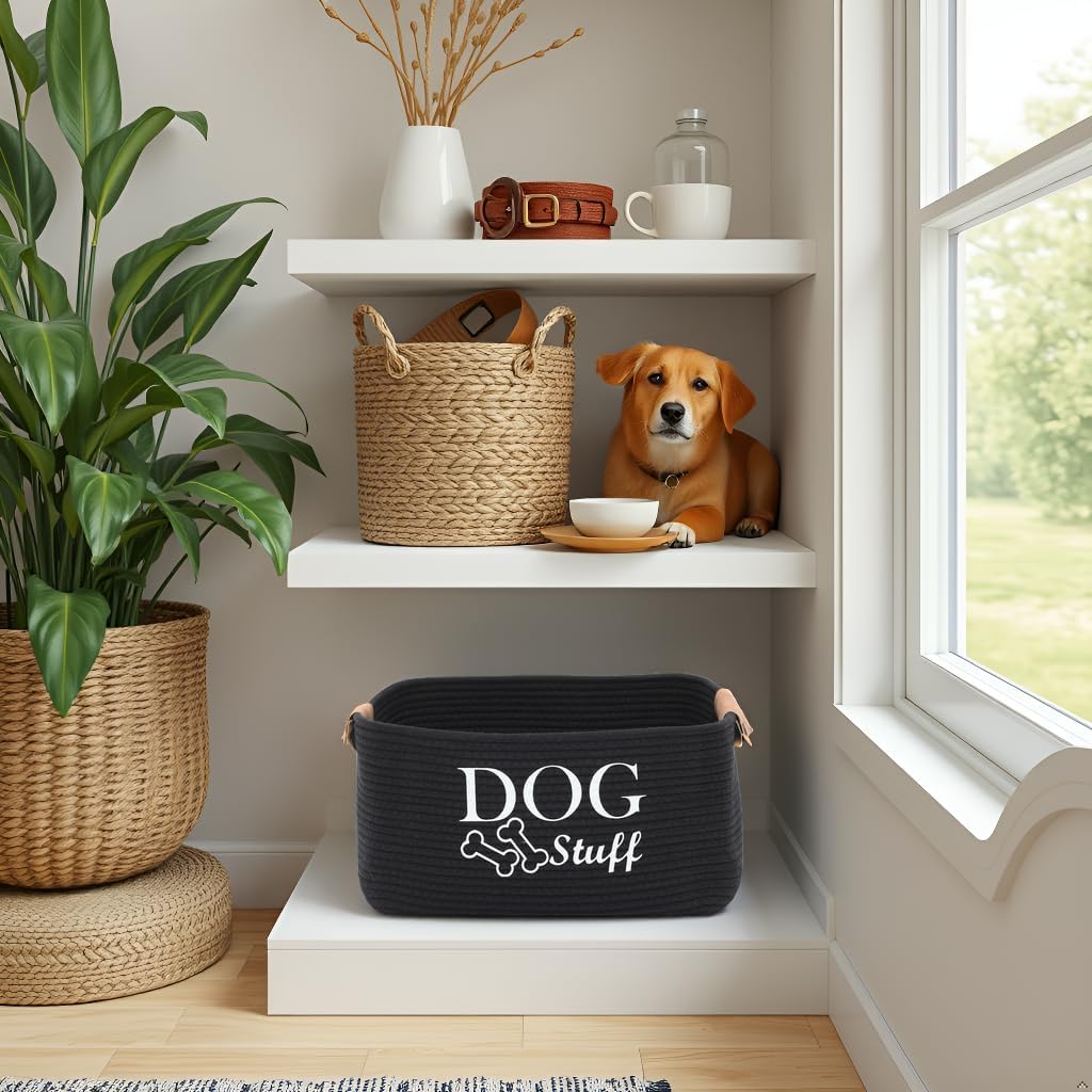 Thumbnail 5 de Morezi Durable Cotton Rope Dog Toy Storage Bin (Large) – Black
