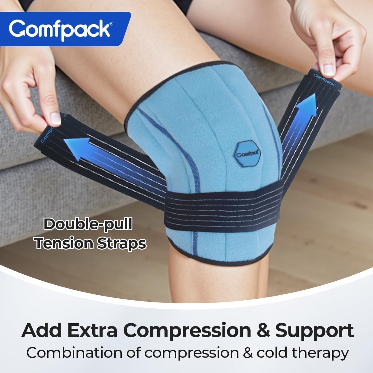 Thumbnail 4 de Comfpack Knee Ice Pack Wrap, 23" × 10.3", Cold Therapy and Compression