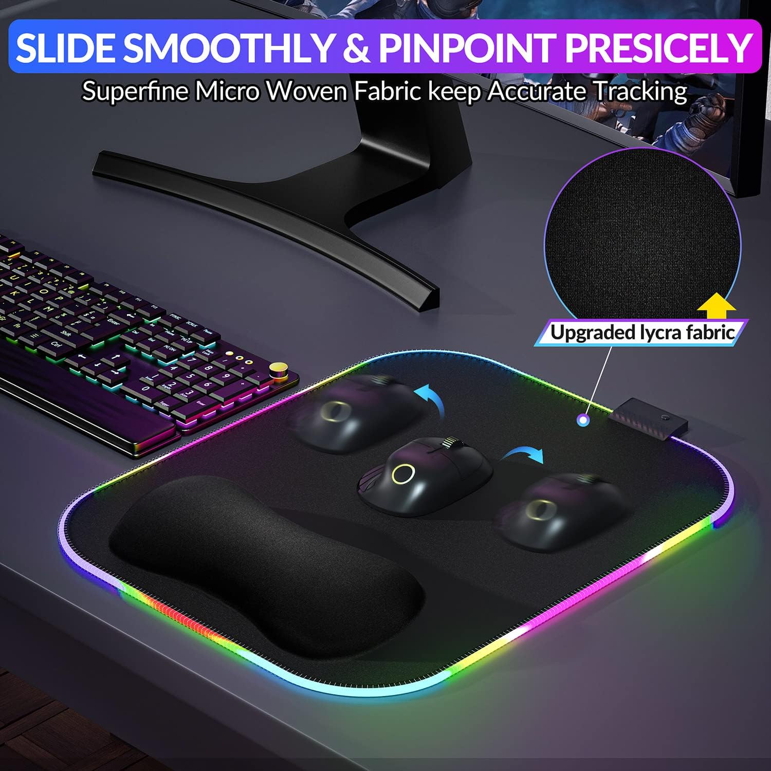 Thumbnail 4 de Gimars RGB Gaming Mouse Pad Wrist Support