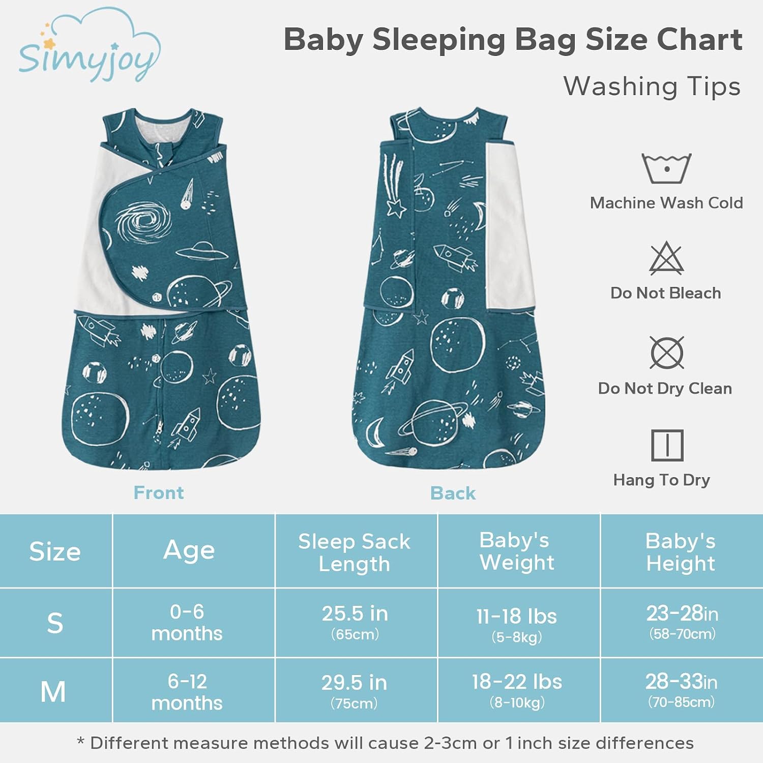 Thumbnail 6 de SIMYJOY Baby Schlafsäcke Neugeborene – 3-fach verstellbarer Pucksack aus 100% Baumwolle mit 2-Wege-Reißverschluss