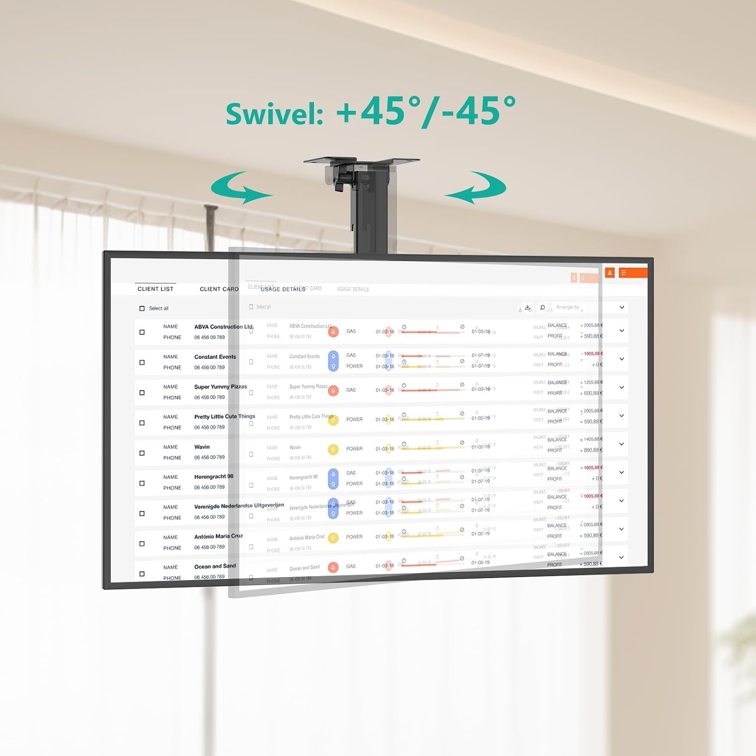 Detalle 2 de WALI FCM202 Ceiling TV Mount 44 lbs