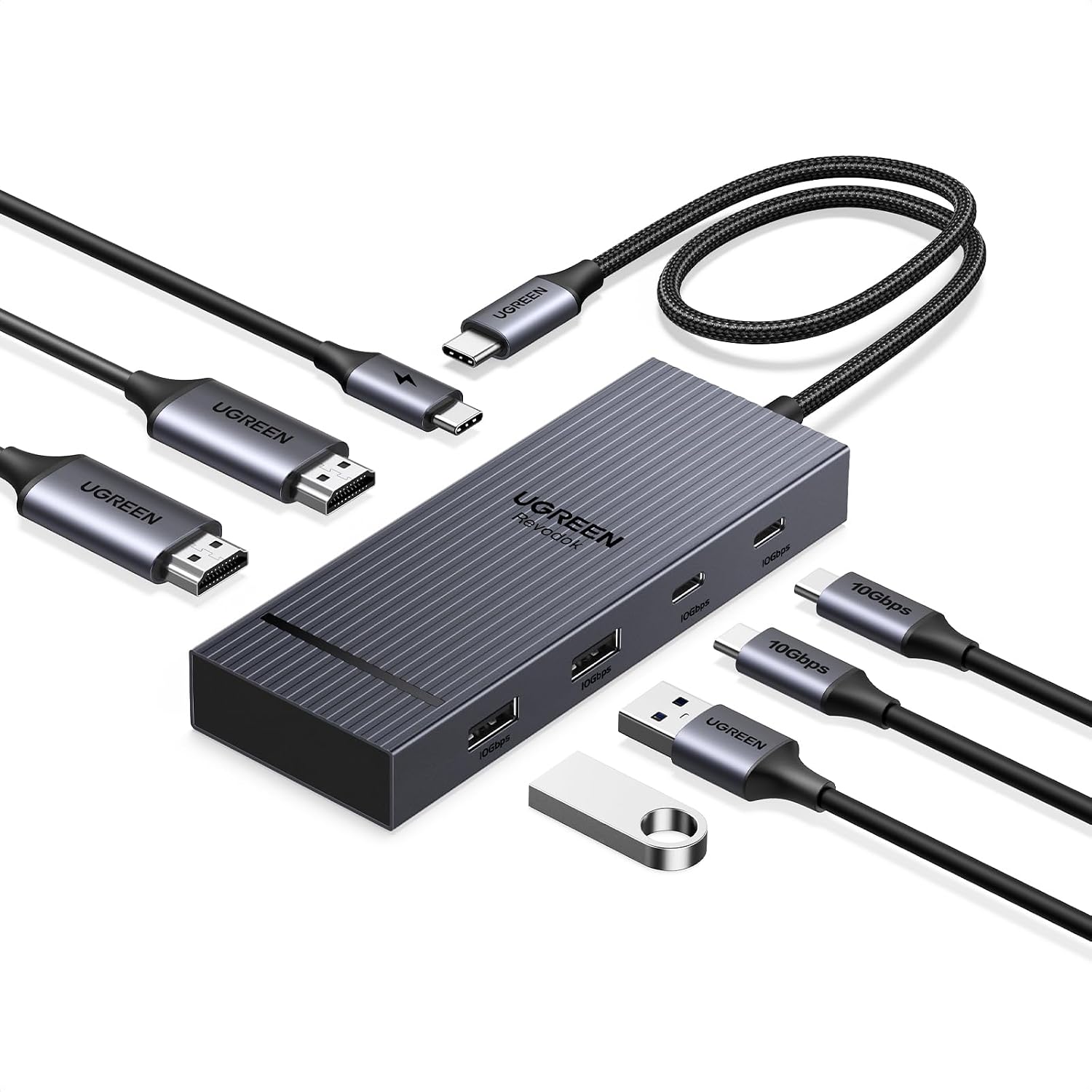 Detalle de UGREEN Revodok Pro 7‑in‑1 USB C Hub 100W Docking Station