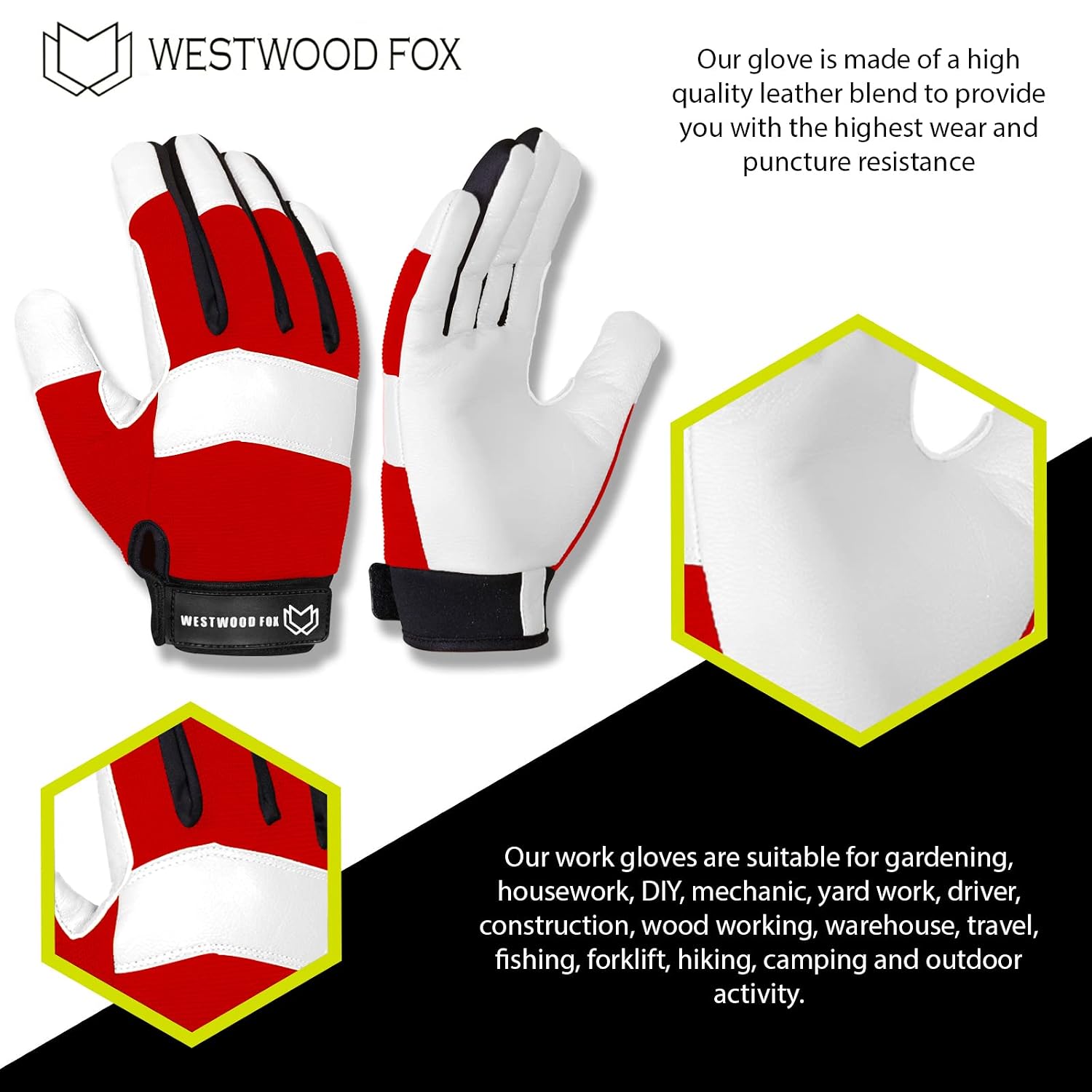 Detalle de WESTWOOD FOX Garten-Arbeitshandschuhe aus Leder