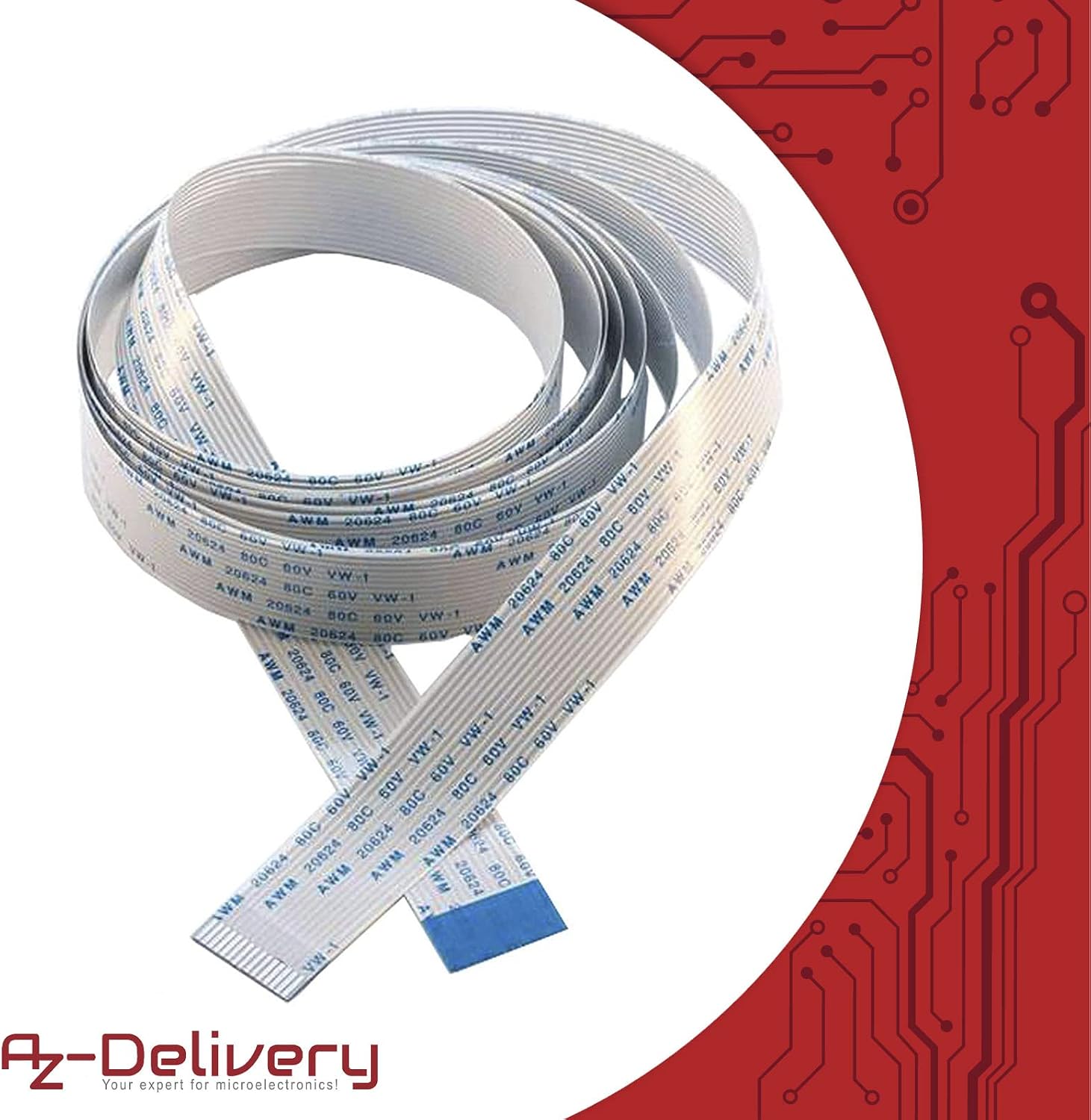 Detalle 2 de AZDelivery 5 cavi flessibili/Flex da 200 cm per fotocamere Raspberry Pi, con e-book di avvio progetto