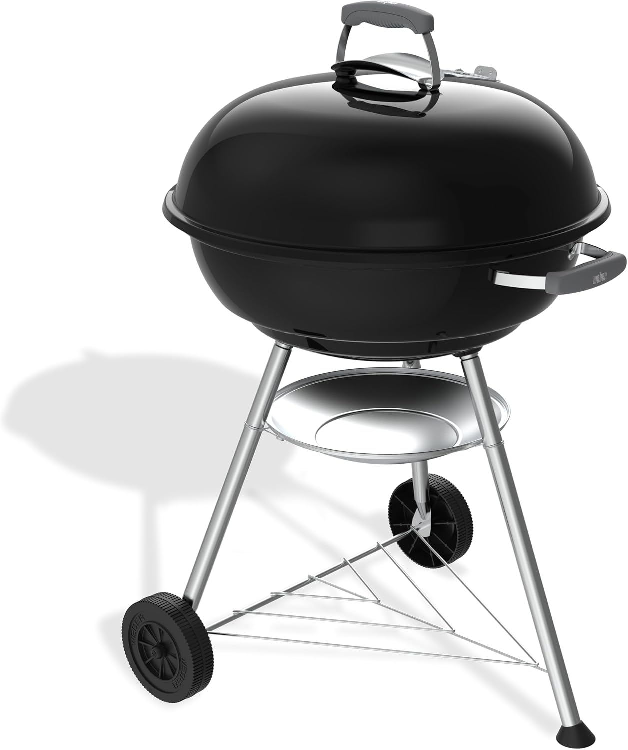 Detalle de Weber Compact Kettle Holzkohlegrill (2026 Version) – 57 cm, Schwarz mit Rädern & Dreibein-Ständer