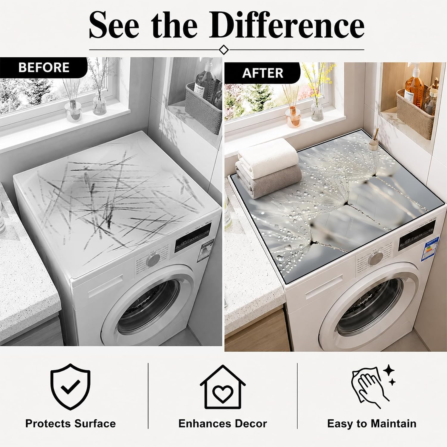 Detalle 2 de AOHMPT ZAOTAI2025 Washer Dryer Top Mat, 23.6 x 19.7 in Non-Slip Protector
