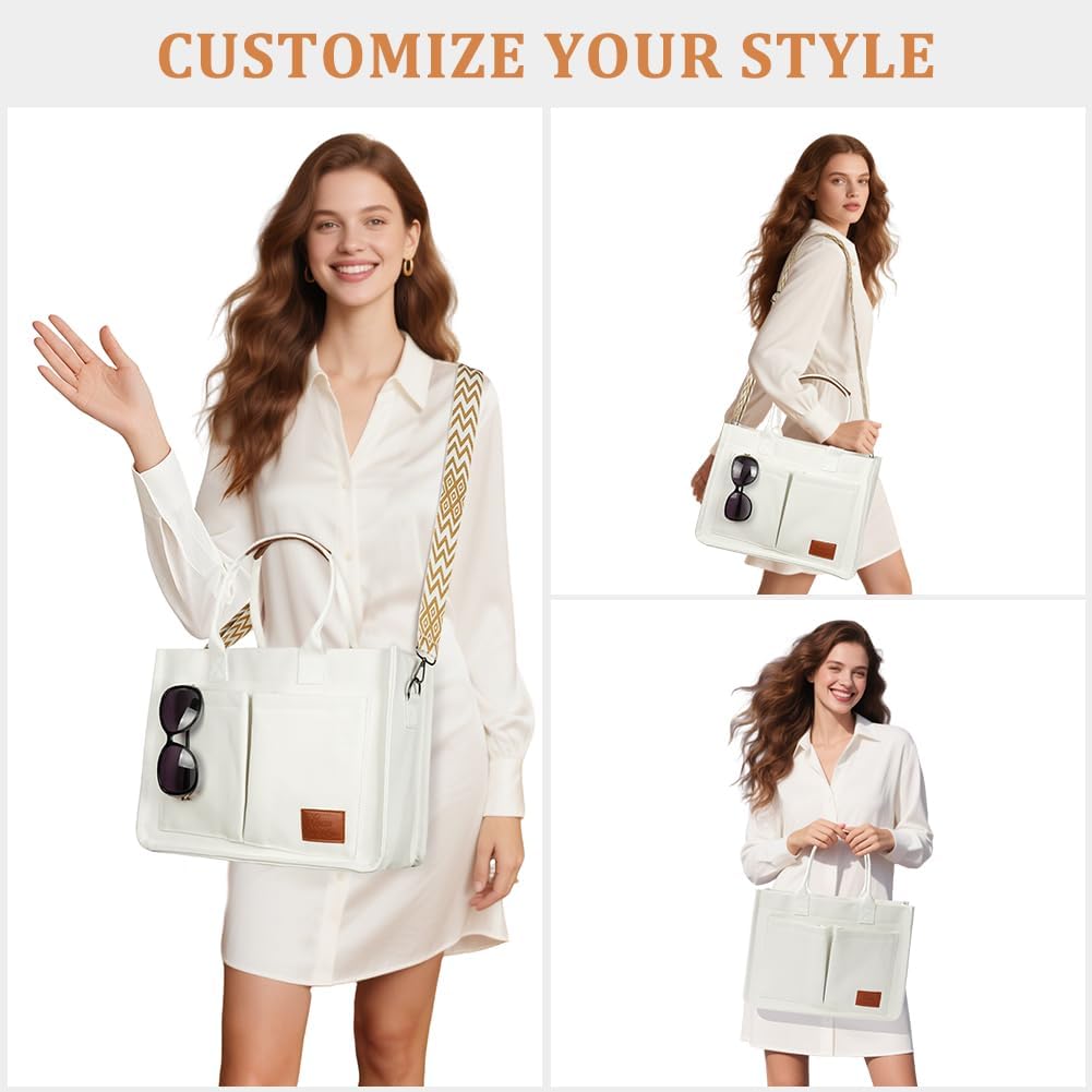Detalle de Aucuu Sac Fourre-Tout en Toile pour Femme – Grande Capacité avec Sangles Amovibles