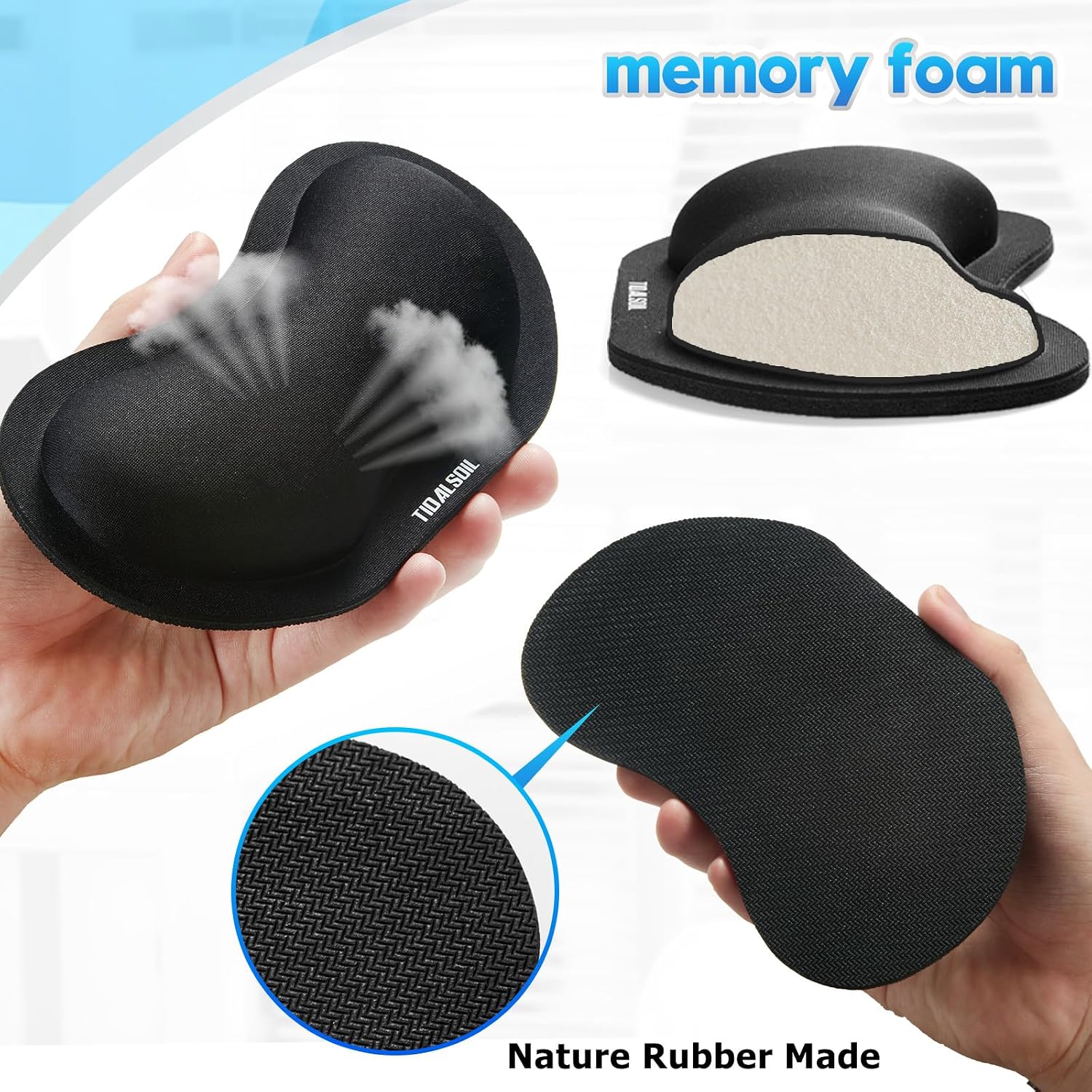 Detalle de TIDALSOIL Mouse Wrist Rest 2-Pack: Ergonomic Support with Anti-Slip Base