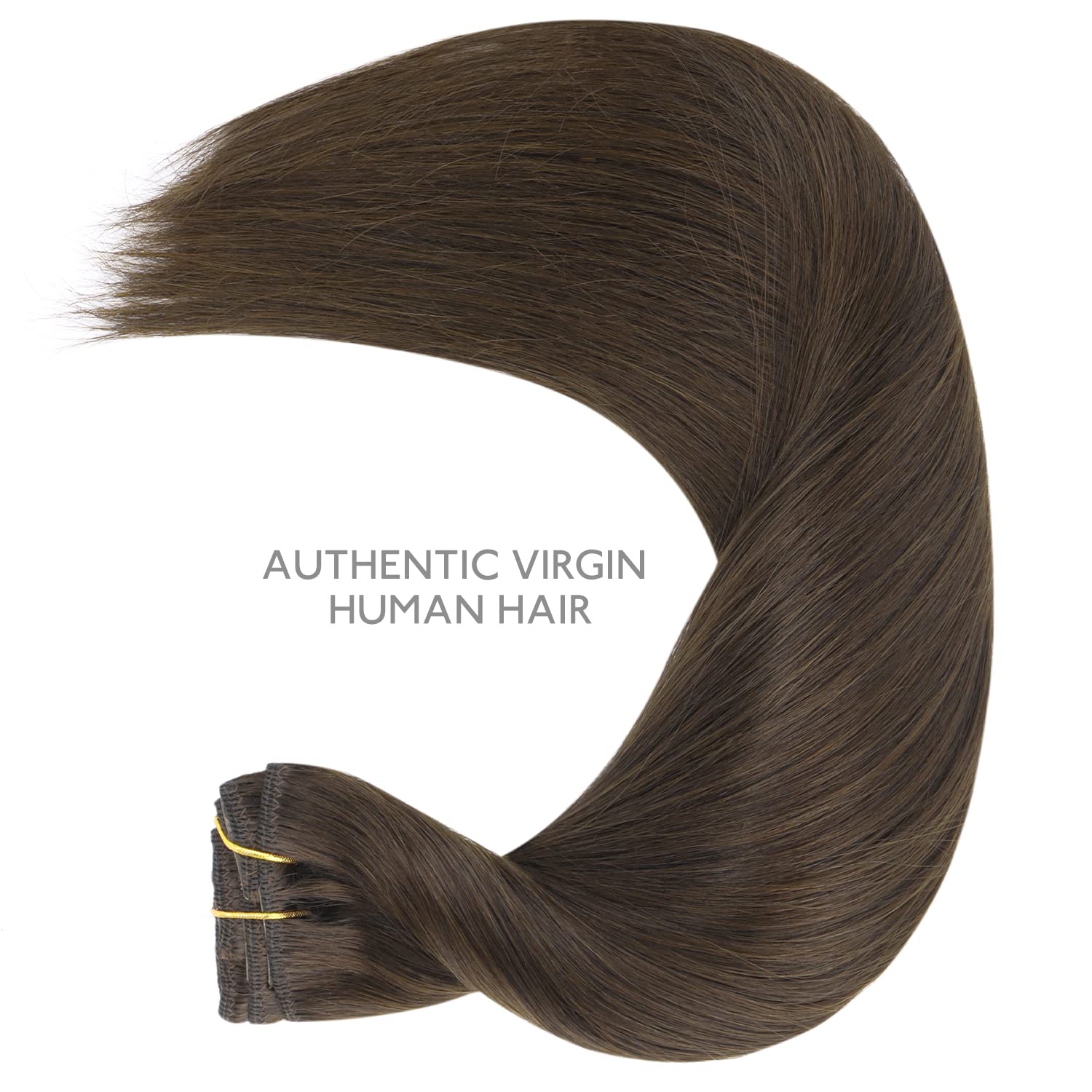 Thumbnail 4 de WENNALIFE Clip-in Echthaar Extensions, 75 g (5 Stück), 40 cm – helles/dunkles Braun