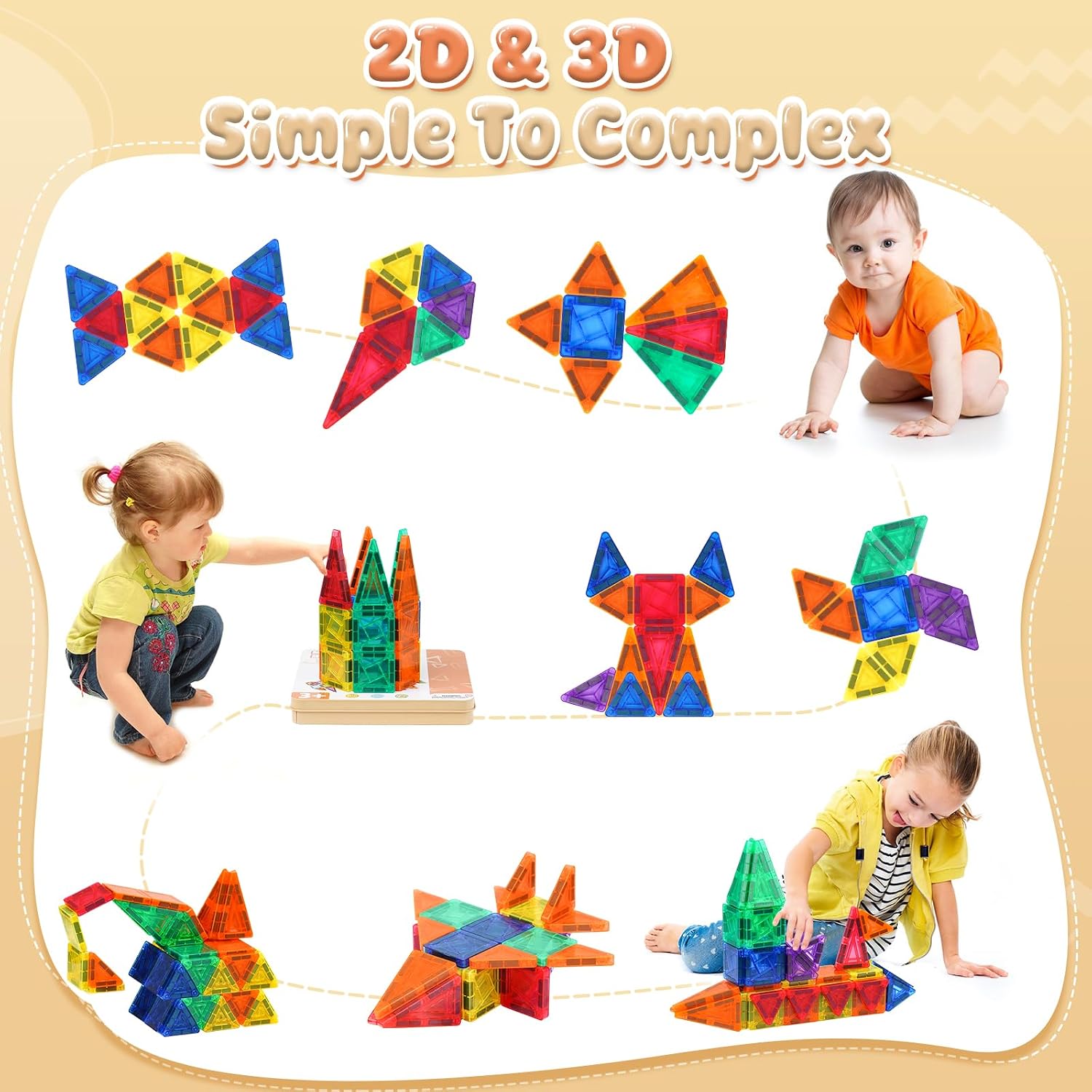 Thumbnail 4 de Akosuntoys 60-Piece Magnetic Tiles Travel Set