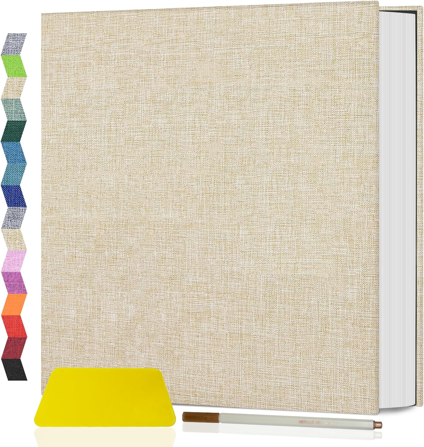 Detalle de popotop photo-03 Self-Adhesive Photo Album, Beige Linen, 80 Pages