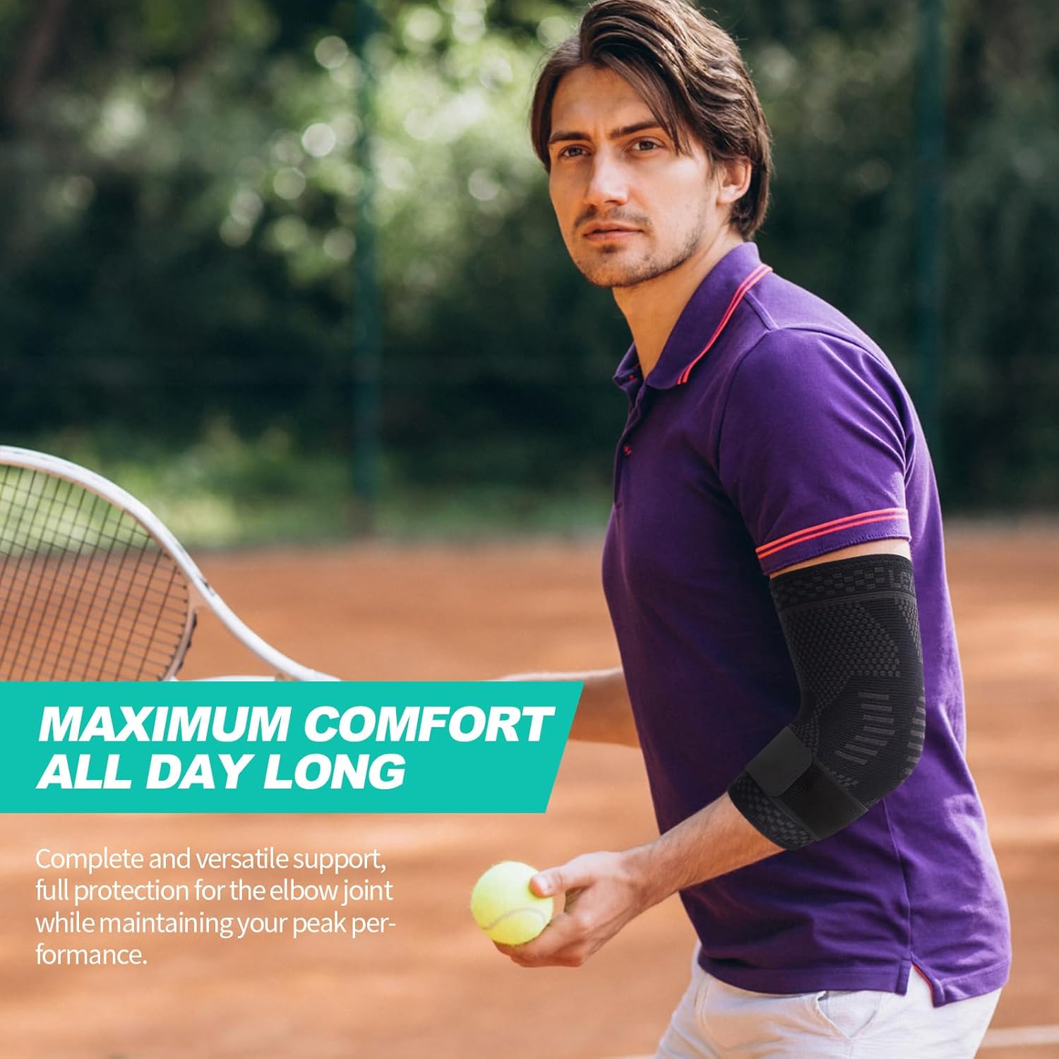 Thumbnail 5 de Lexniush Ellenbogenbandage für Tennisarm & Golferarm, einstellbare Kompression (rechts/links)