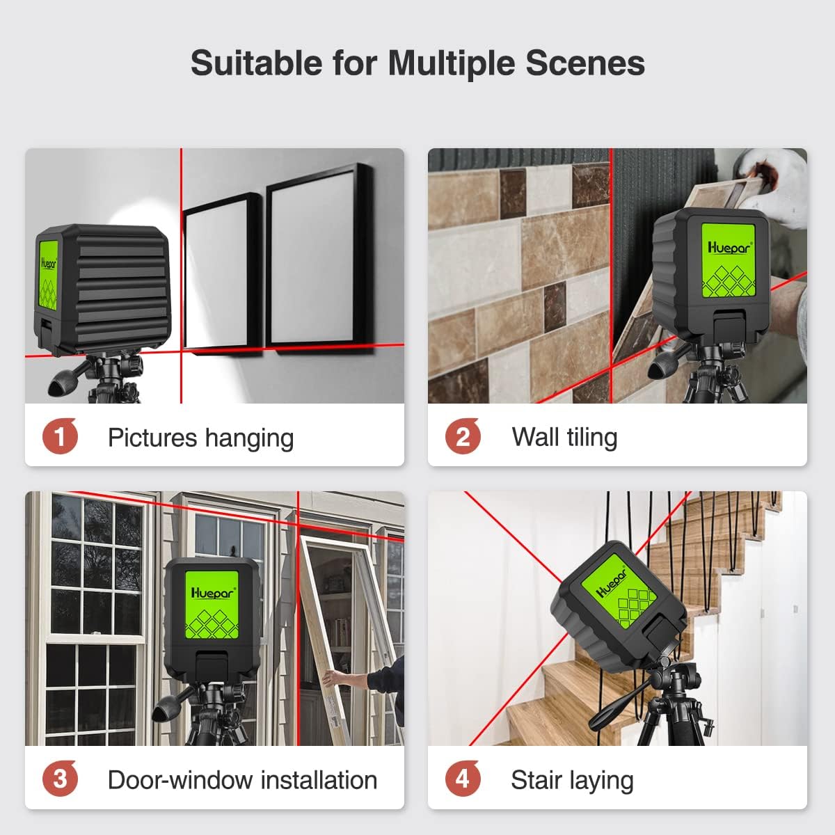 Thumbnail 1 de Huepar Livella Laser Autolivellante 25M B011R (linee rosse incrociate) orizzontale e verticale, IP54, batteria inclusa