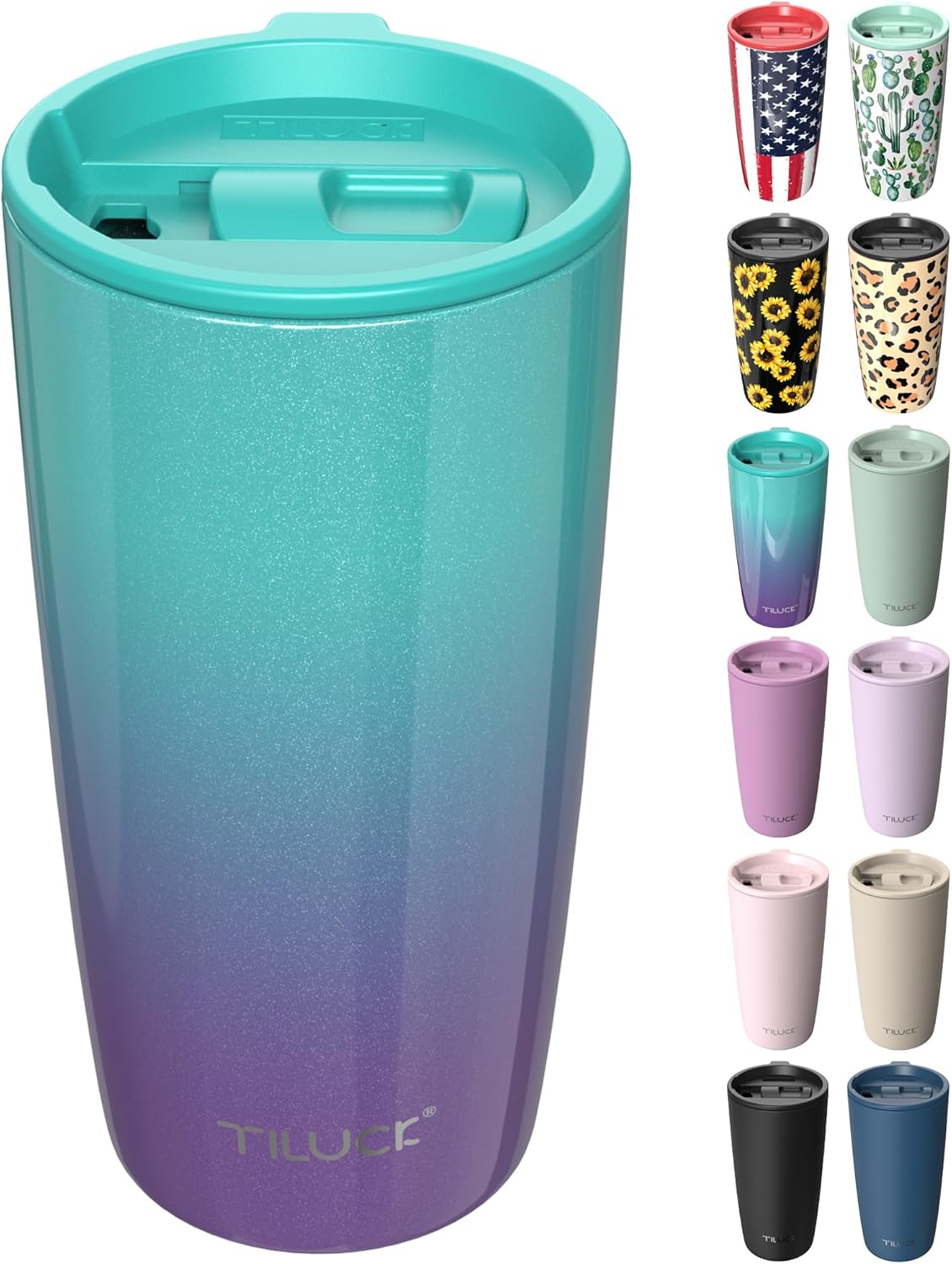 Thumbnail 6 de TILUCK 20 oz Insulated Tumbler with BPA-Free Press-Style Lid (Matte MintGreen) — Vacuum Travel Coffee Mug