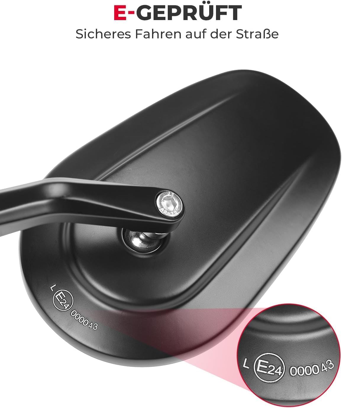 Thumbnail 2 de KEMIMOTO Lenkerendenspiegel für Motorrad (E-geprüft), 2 Stück, universal für 7/8" (22 mm) Lenker, 360° drehbar