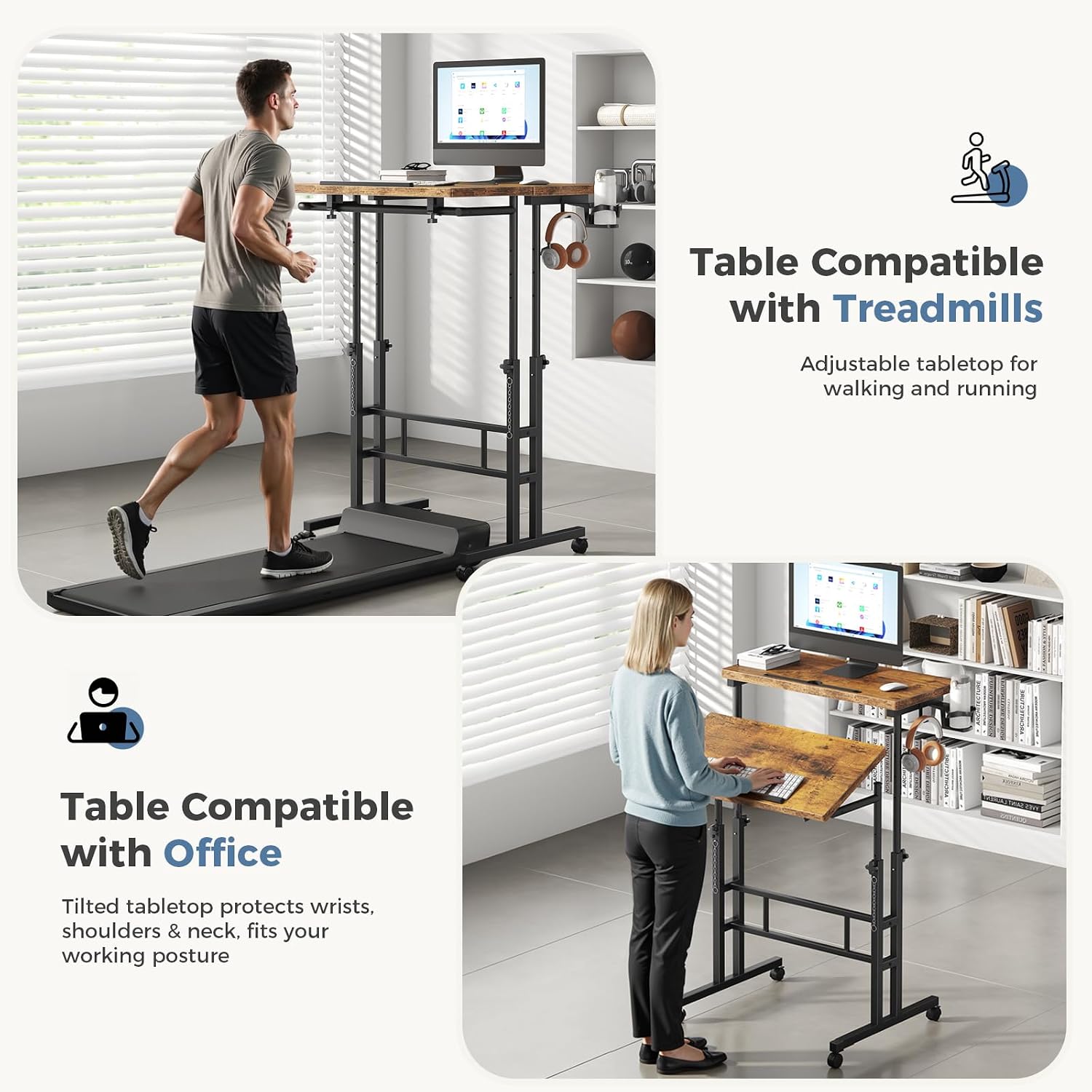 Detalle 2 de DUMOS Rolling Standing Desk, Dark Brown
