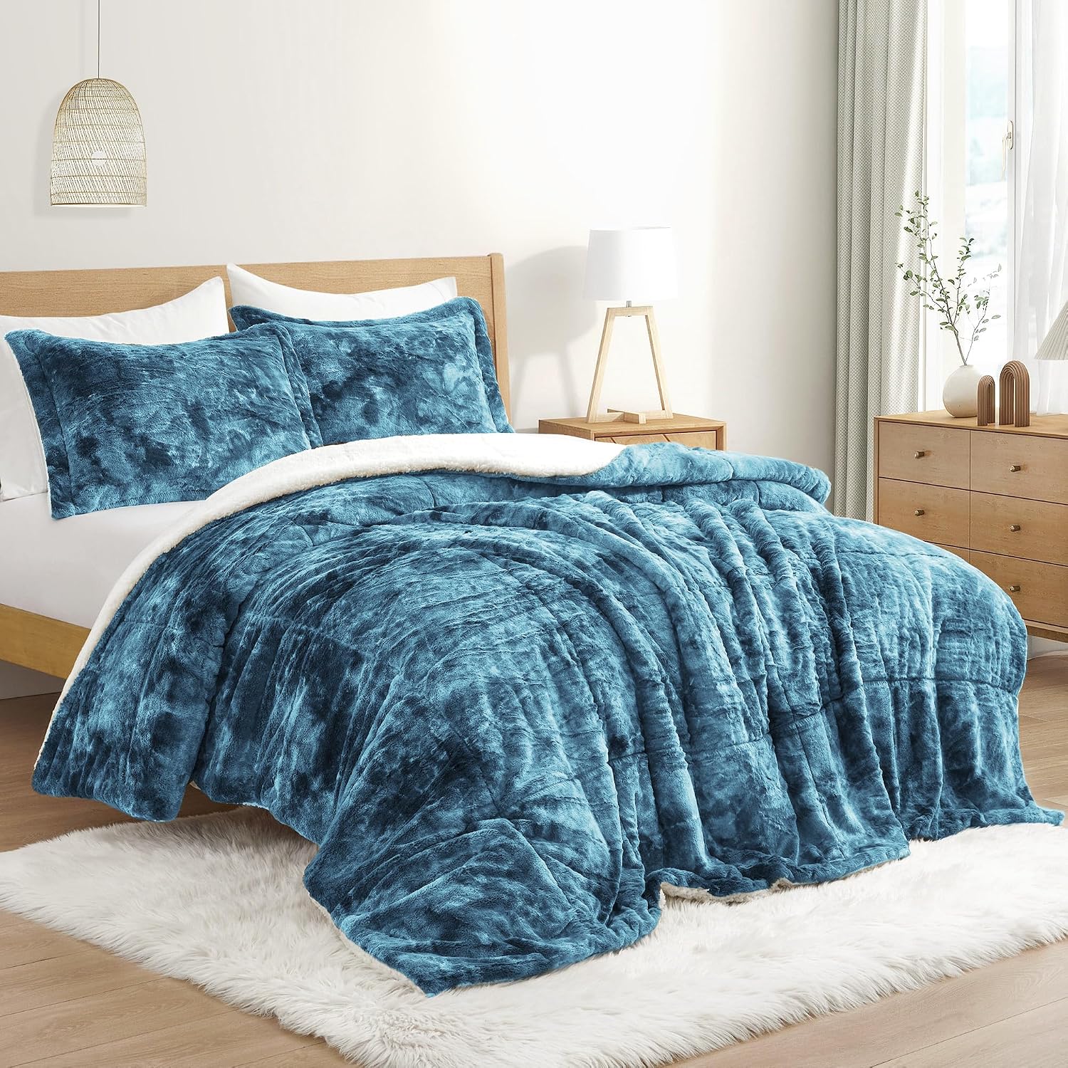 Thumbnail 4 de UNIKOME Sherpa Comforter Set Queen 90x90