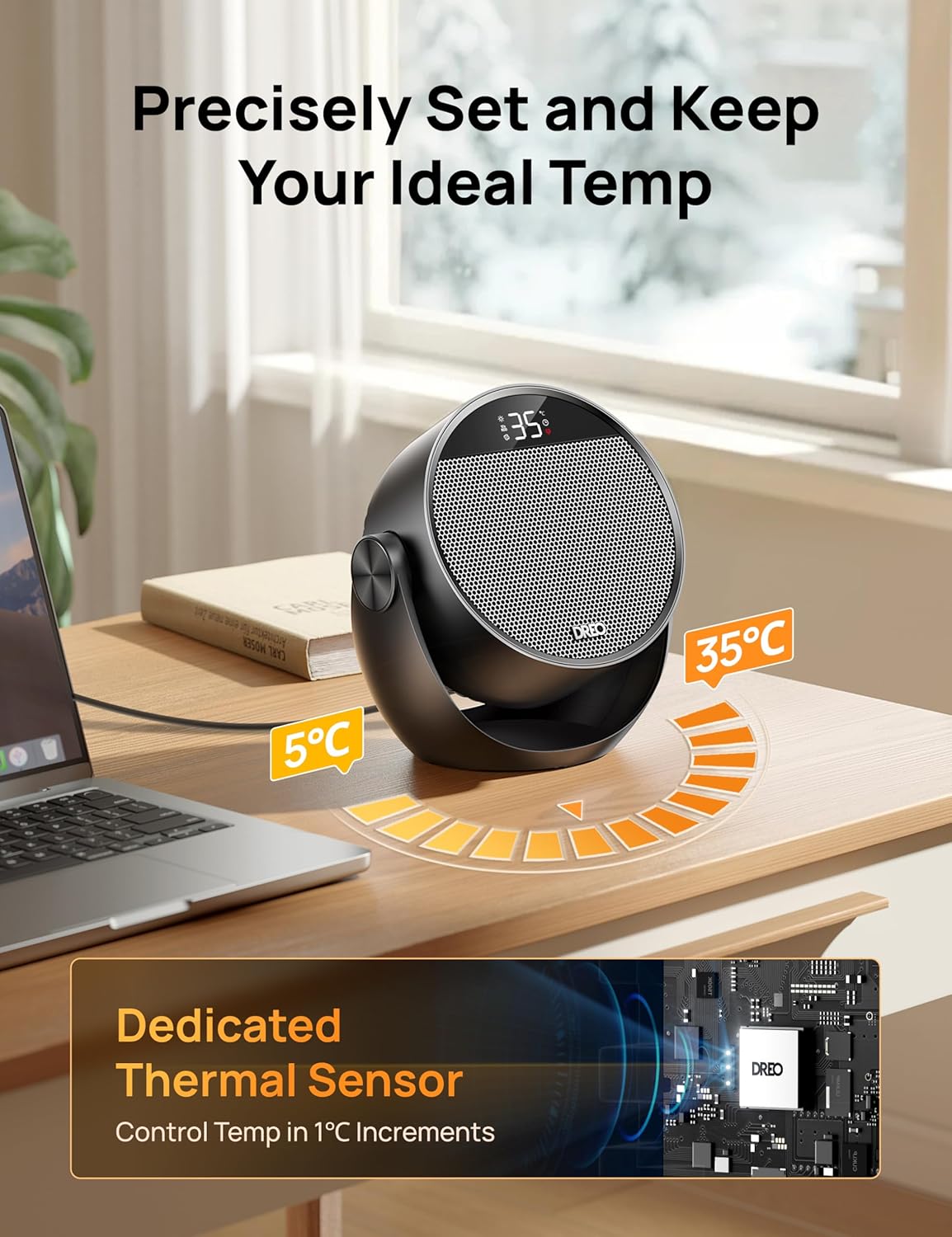 Thumbnail 6 de Dreo 1500W Portable Electric Heater for Home, 60° Adjustable Tilt, 10.5ft/s Fan Heater with Remote, 8 Safety Protections, 12H Timer, 3 Modes, Silent Small Ceramic Space Heaters for Bedroom, Atom 320
Dreo 1500W Portable Electric Heater for Home,…