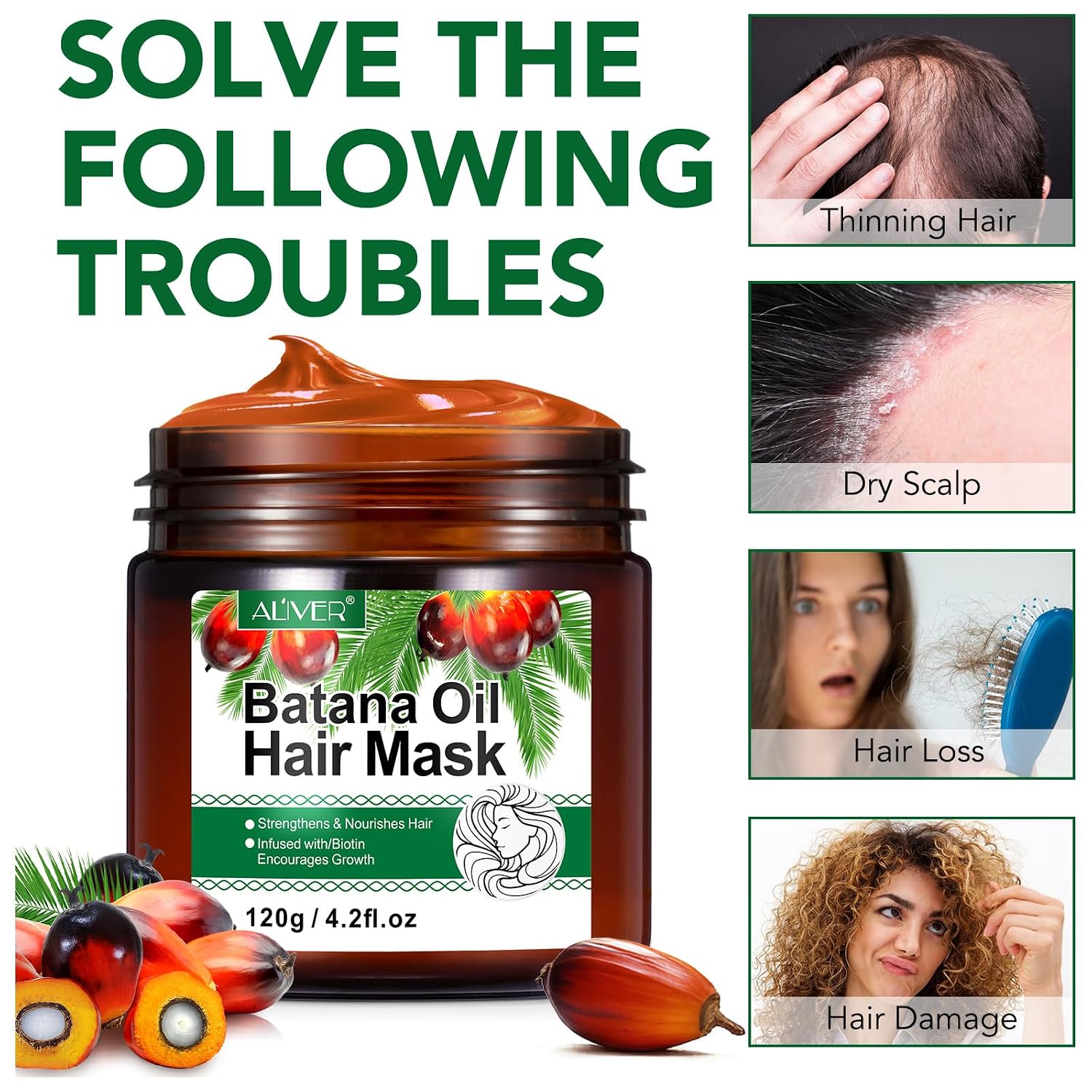 Detalle de Batana Öl Haarmaske für Haarwachstum – 120 g, 100% natürlich, Bio