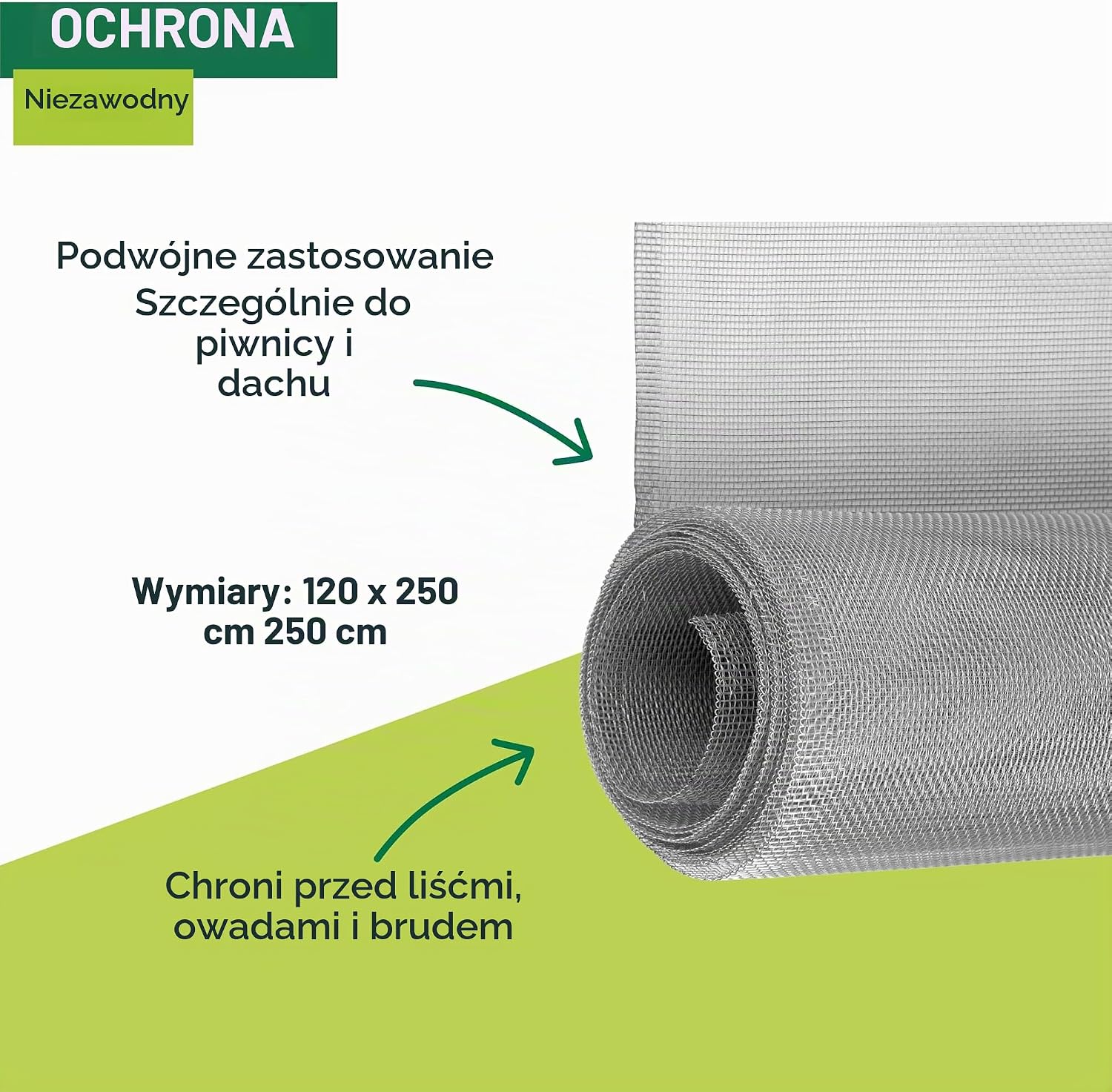 Detalle de Windhager 03623 – aluminiowa siatka przeciw owadom 120 × 250 cm, oczka 1,2 × 1,3 mm