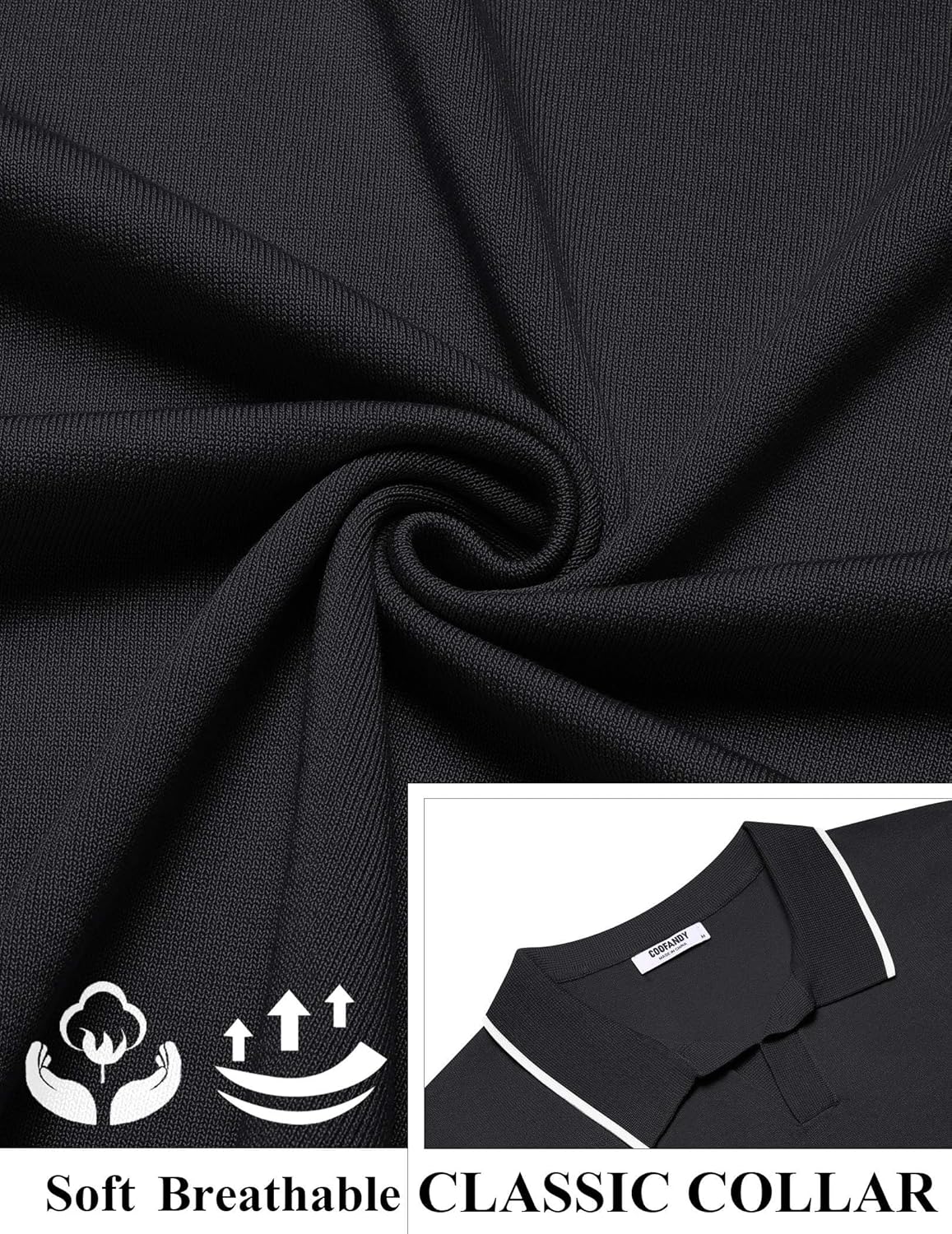 Thumbnail 5 de COOFANDY Men’s Short Sleeve Knit Polo Shirts with Contrast Collar (Vintage Golf & Old Money Style)