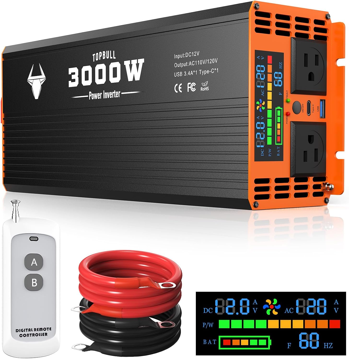 Detalle de 3000W Power Inverter 12V to 110V Converter ๐