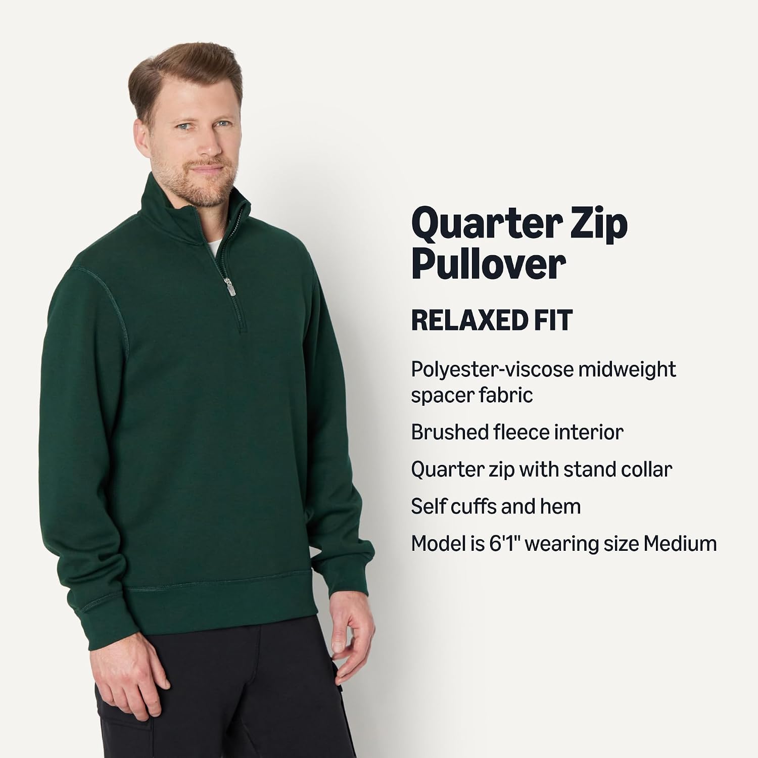 Detalle de Amazon Essentials Men's Active Sweat Relaxed-Fit Quarter Zip Pullover Sweatshirt