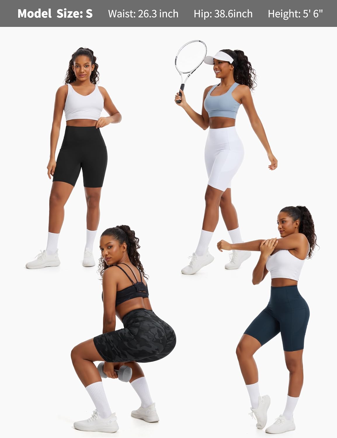 Thumbnail 6 de THE GYM PEOPLE Women's 8" Seamless High-Waisted Yoga Shorts with Pockets