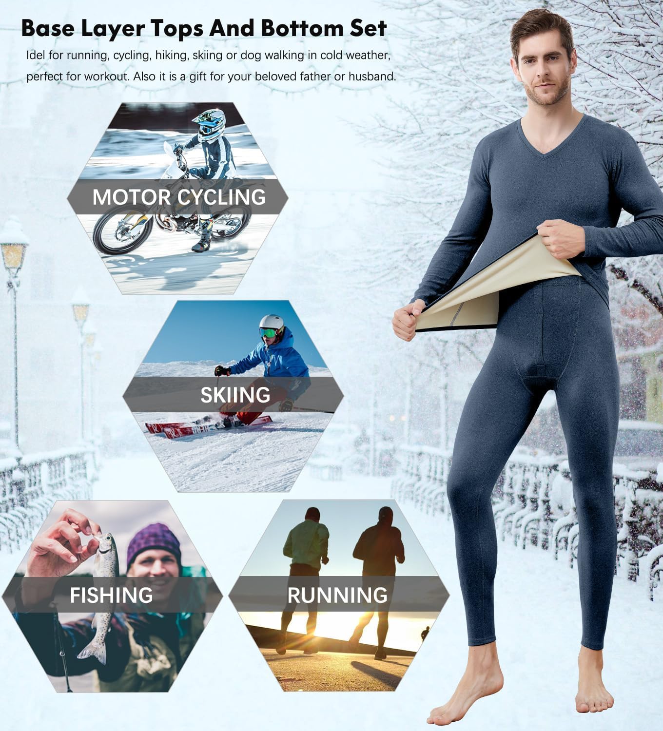 Thumbnail 3 de Boyzn Men’s Fleece Lined Thermal Underwear Set (Long Sleeve Top & Long Johns)
