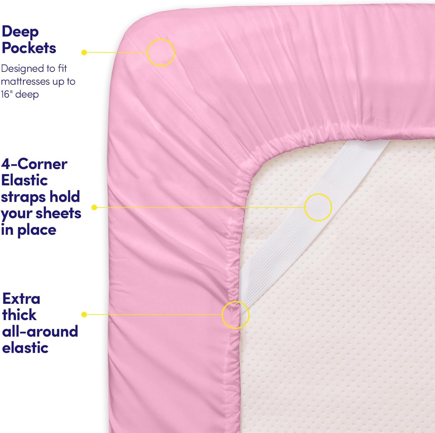 Thumbnail 4 de 1500 Supreme Collection Twin XL Pink Sheet Set (3 Piece) with Stay-In-Place Fit and Deep Pockets