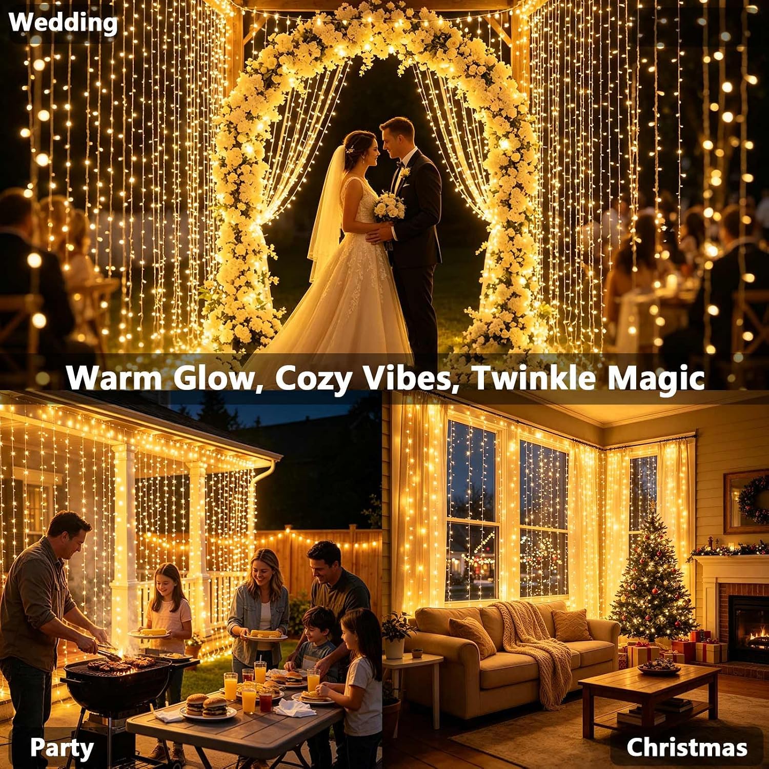 Thumbnail 2 de Joycome SW-LSL-3X6-600 lichtgordijn, 300 leds, 3 x 3 m, warm wit