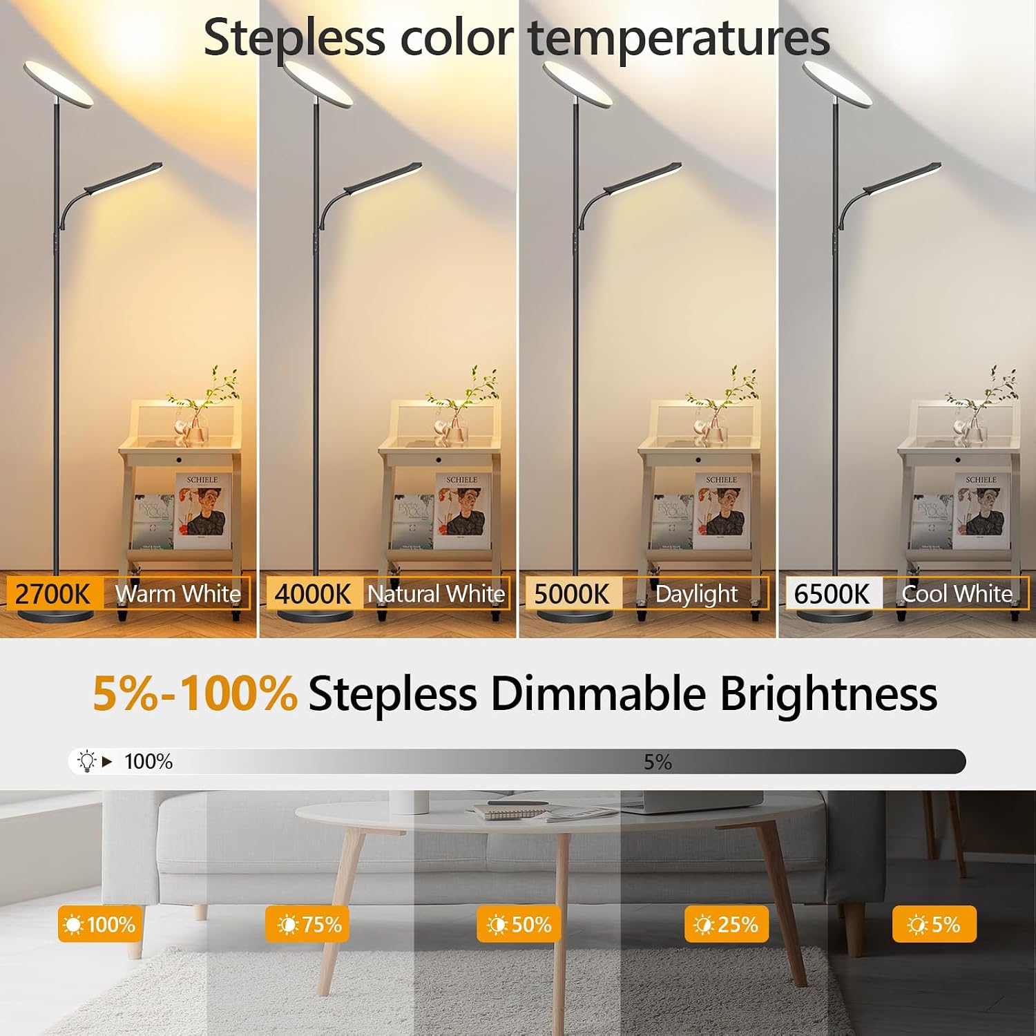 Detalle 2 de LUCKEA Lampadaire LED Dimmable 42W 4000LM