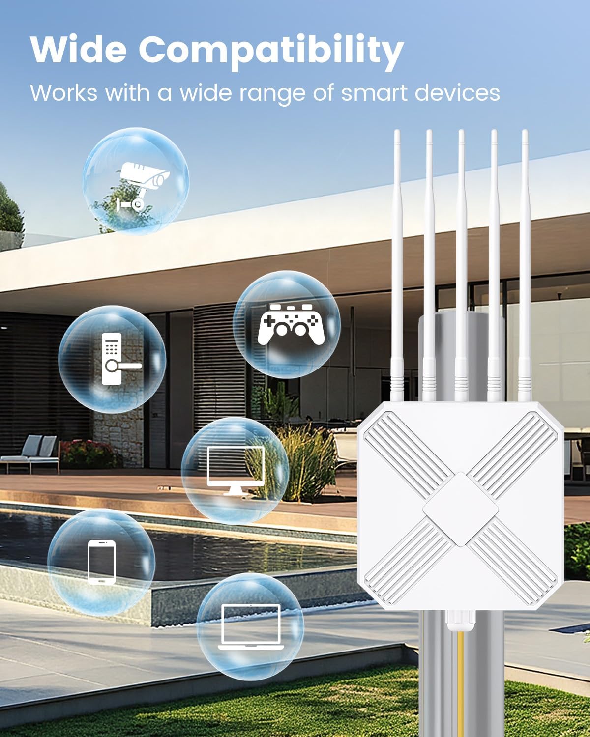 Thumbnail 4 de MEETOWN WLAN Verstärker Outdoor 300 Mbit WLAN Repeater (IP65) mit LAN-Anschluss