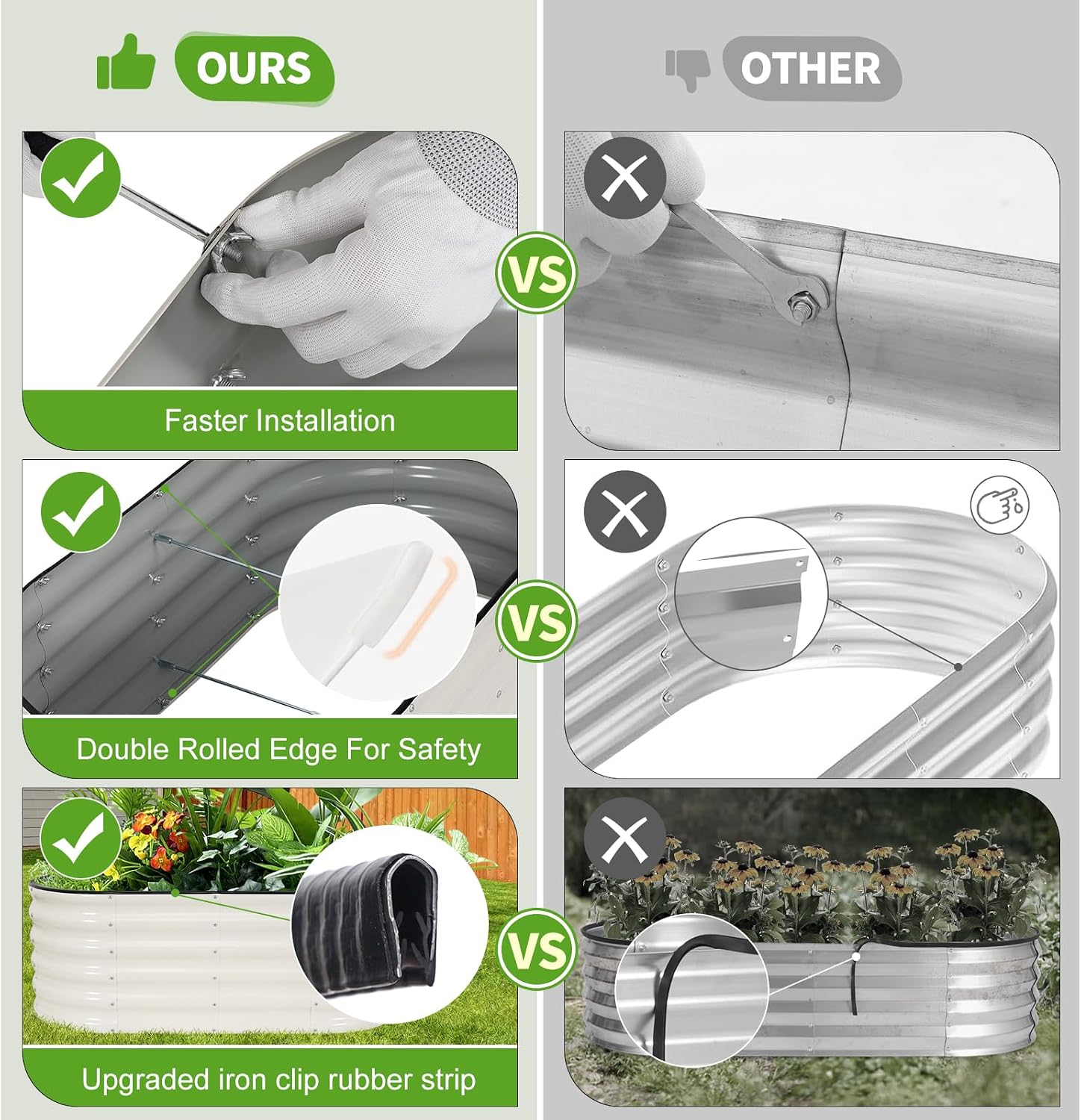 Detalle de Permade Galvanized Raised Garden Bed, White, 4x2x1.4 ft