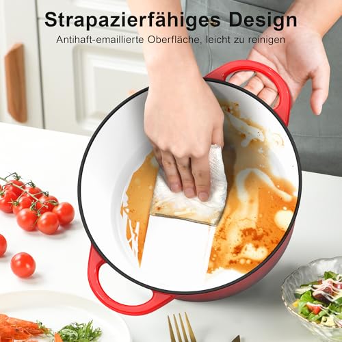 Thumbnail 6 de Topbooc Gusseisen Topf Brotbackform 26 cm – emailliert, 5 L, Rot