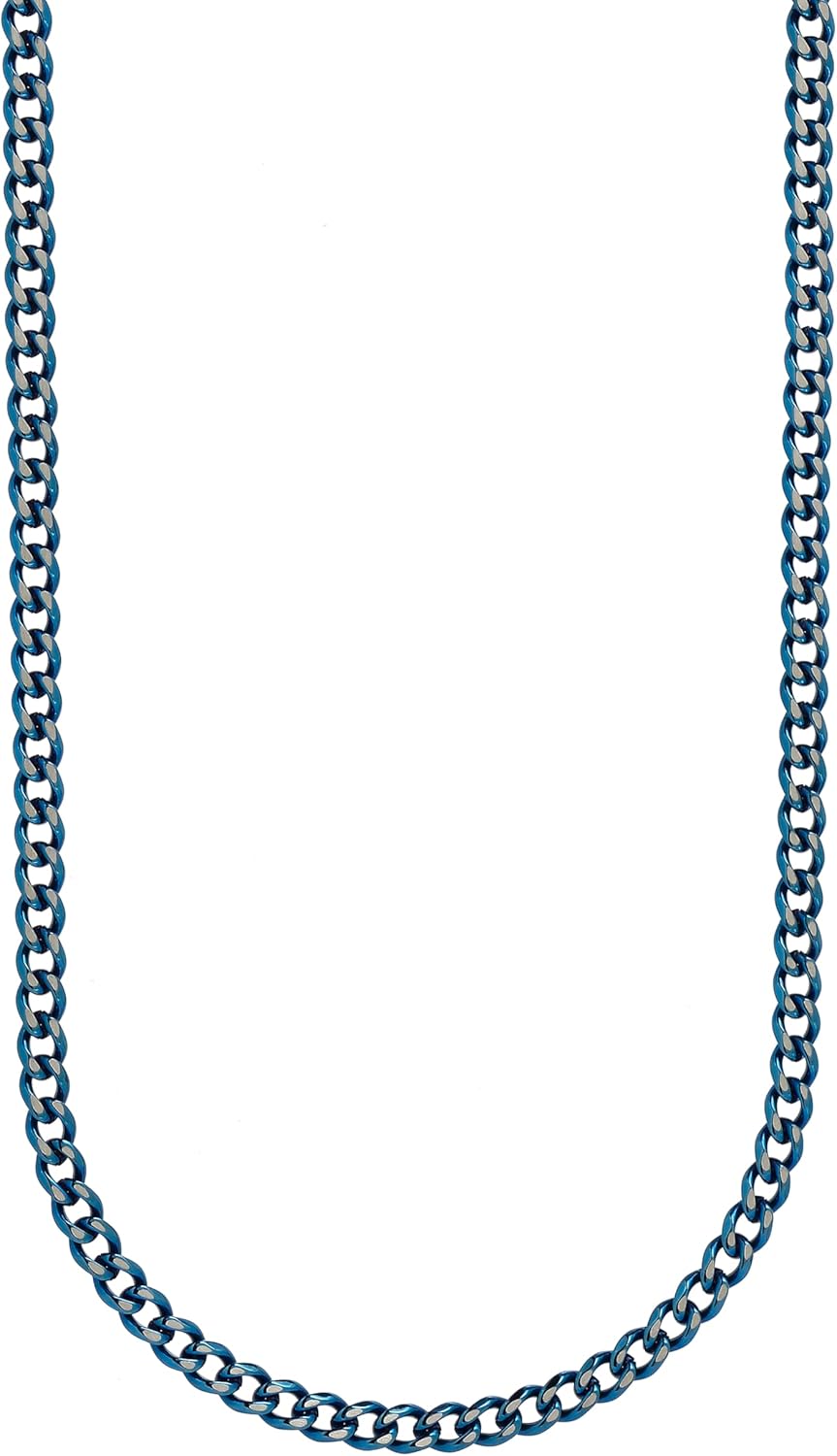 Detalle de 10:10 Collana da Uomo in Acciaio Inox con Catena Cubana Grumetta – Finitura PVD Argento Nero o Blu