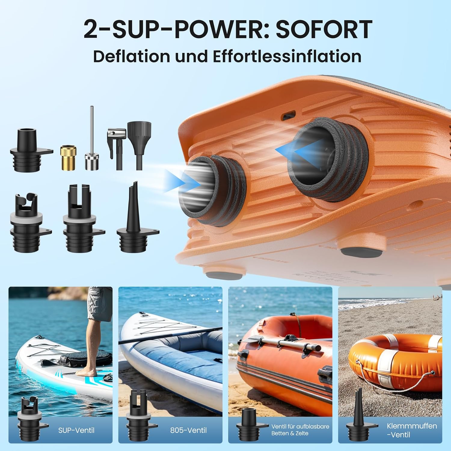 Thumbnail 6 de TowerTop Sup Pumpe Akku mit 10500mAh – 50 PSI, 8 Düsen, 12V DC