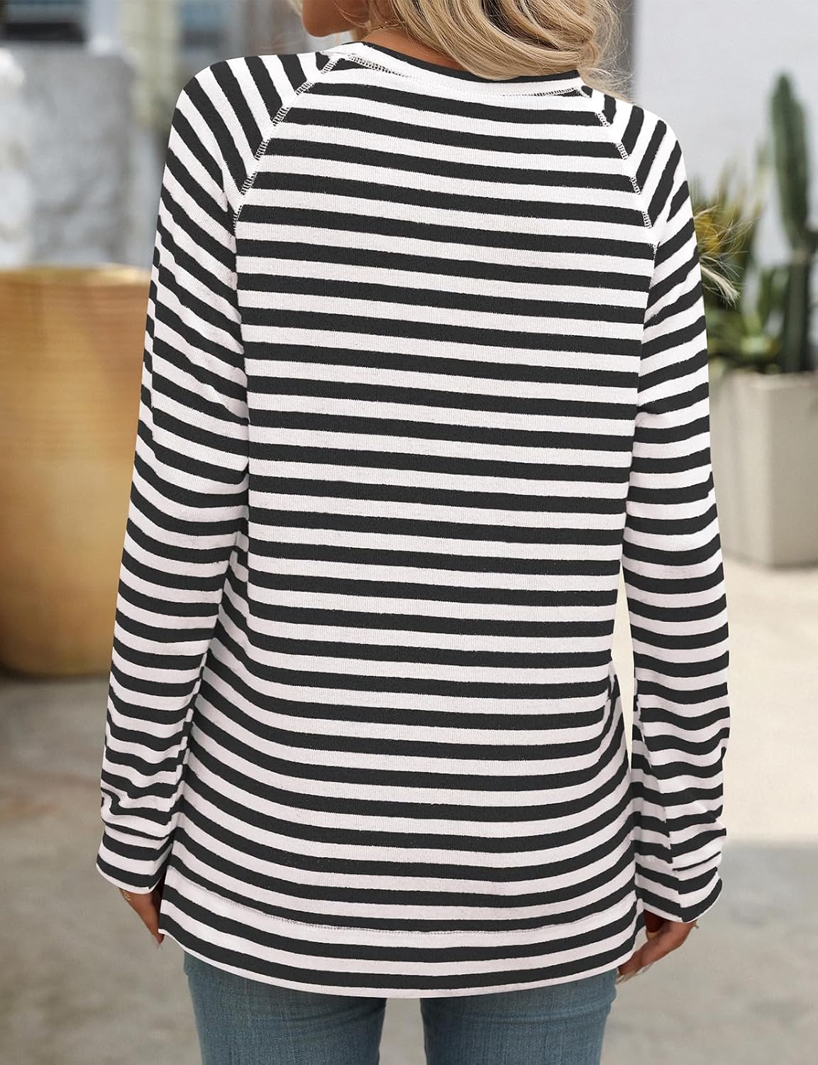 Detalle de Flikity women’s long sleeve striped sweatshirt tunic (crew neck) in 65% rayon/35% polyester